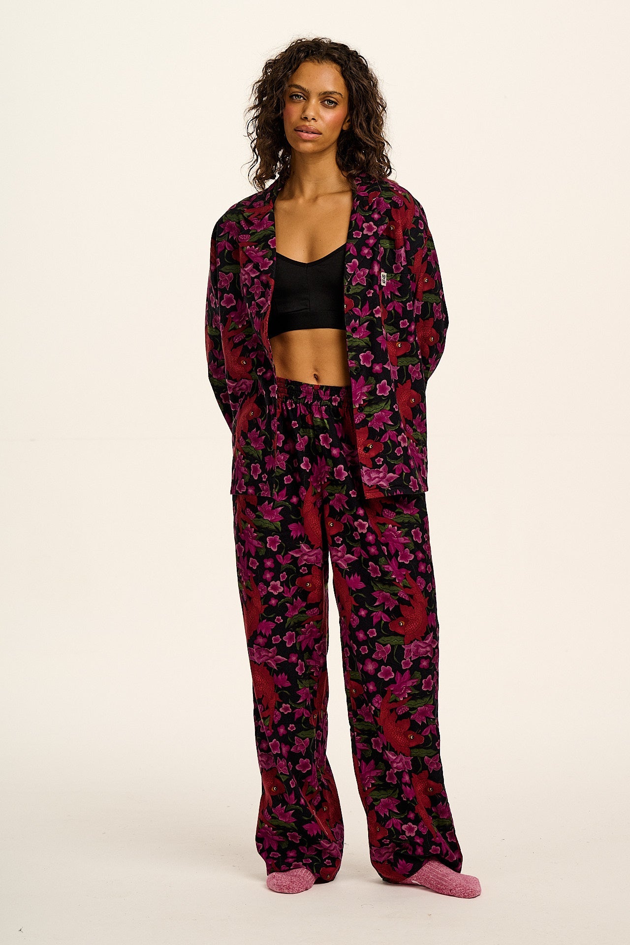 Dreamer - Brushed Cotton Pyjamas Set in Pink Koi