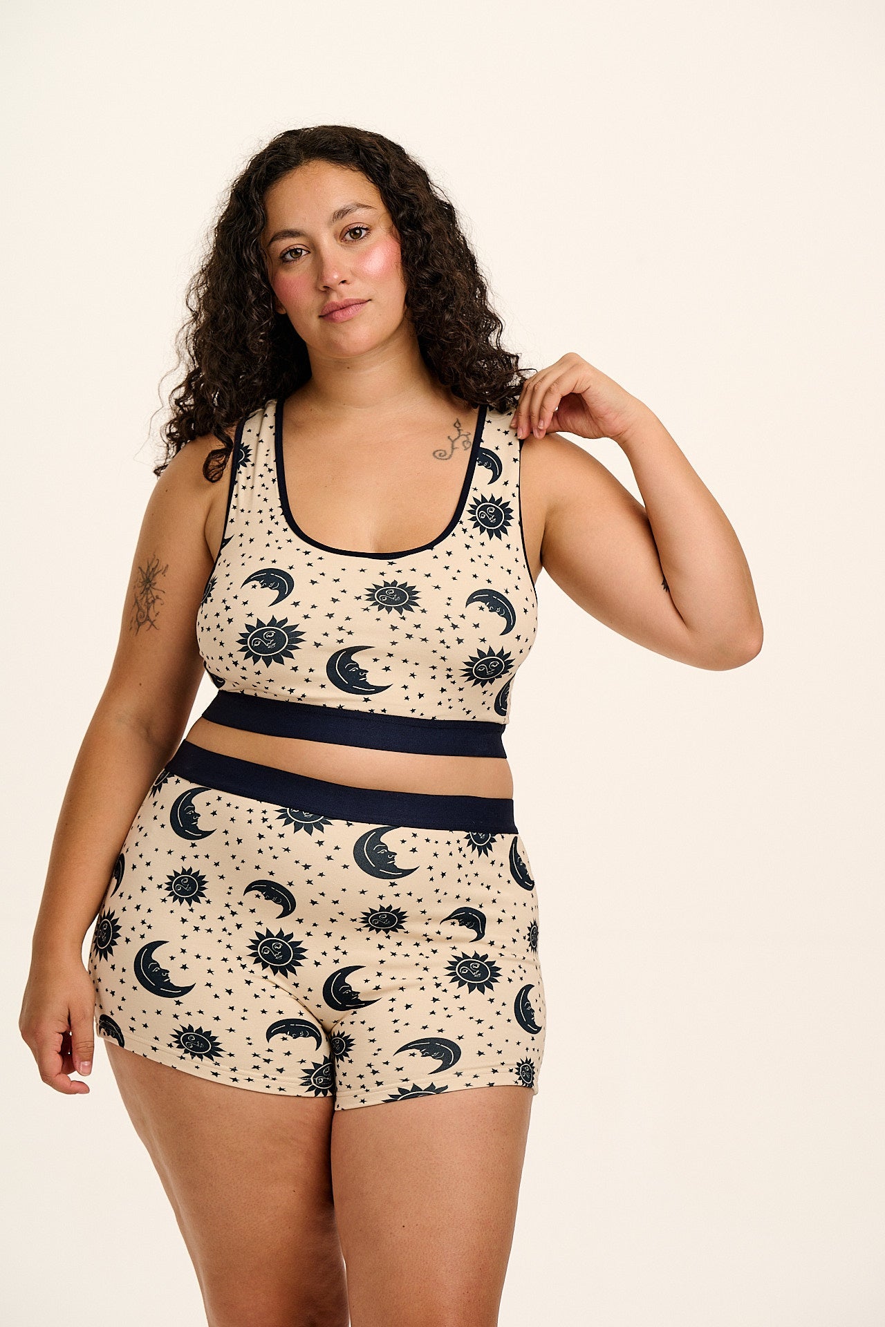 Joey - Cotton & Bamboo Boxer Shorts in Ecru Celestial Print