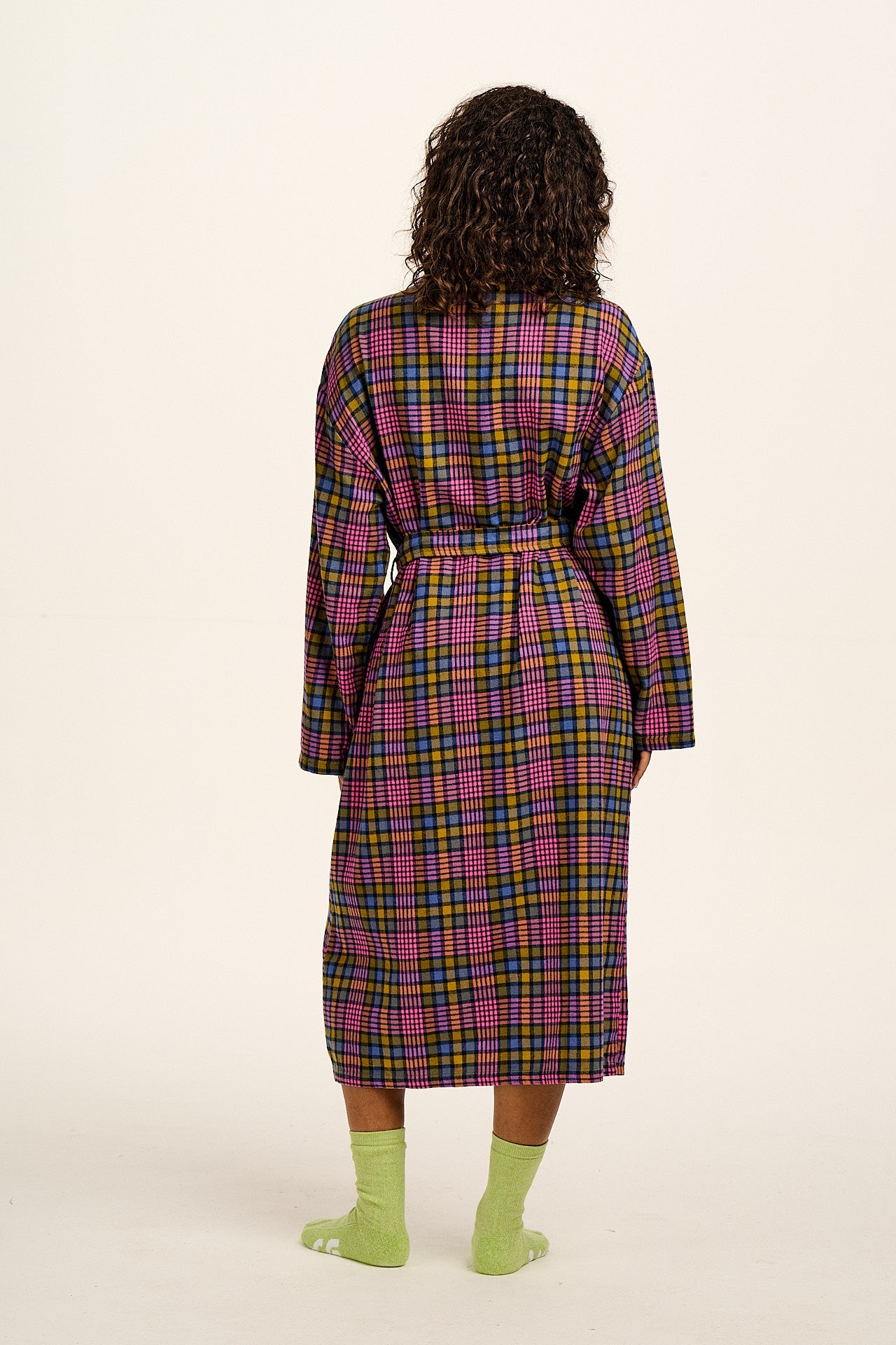 Braydon - Brushed Cotton Robe in Purple Grunge Check