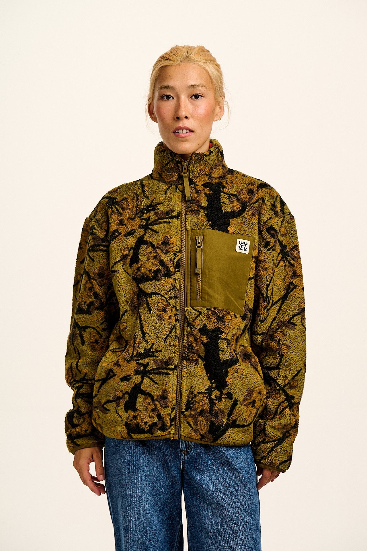 Harper - Borg Fleece Jacket in Green Blossom