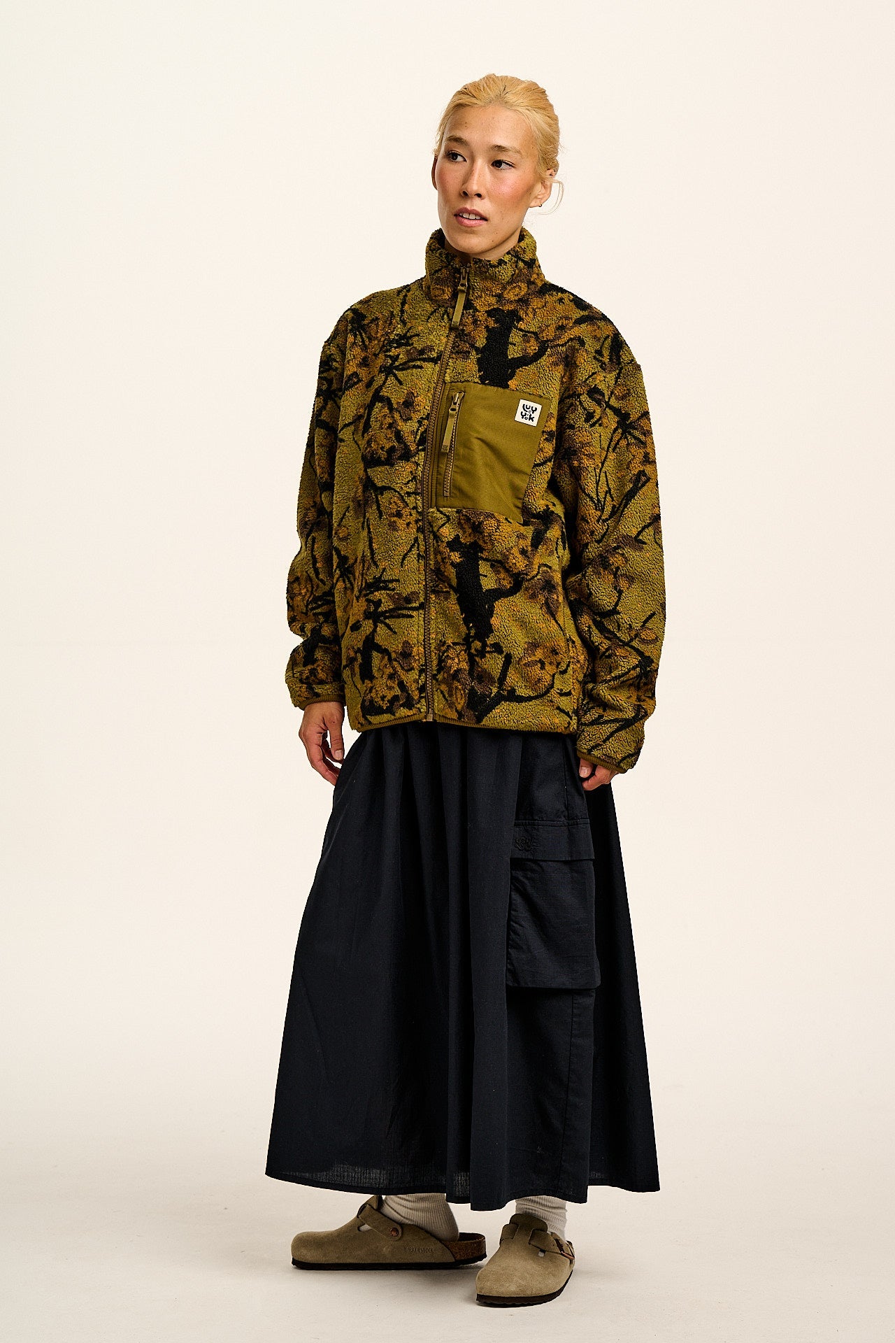 Harper - Borg Fleece Jacket in Green Blossom