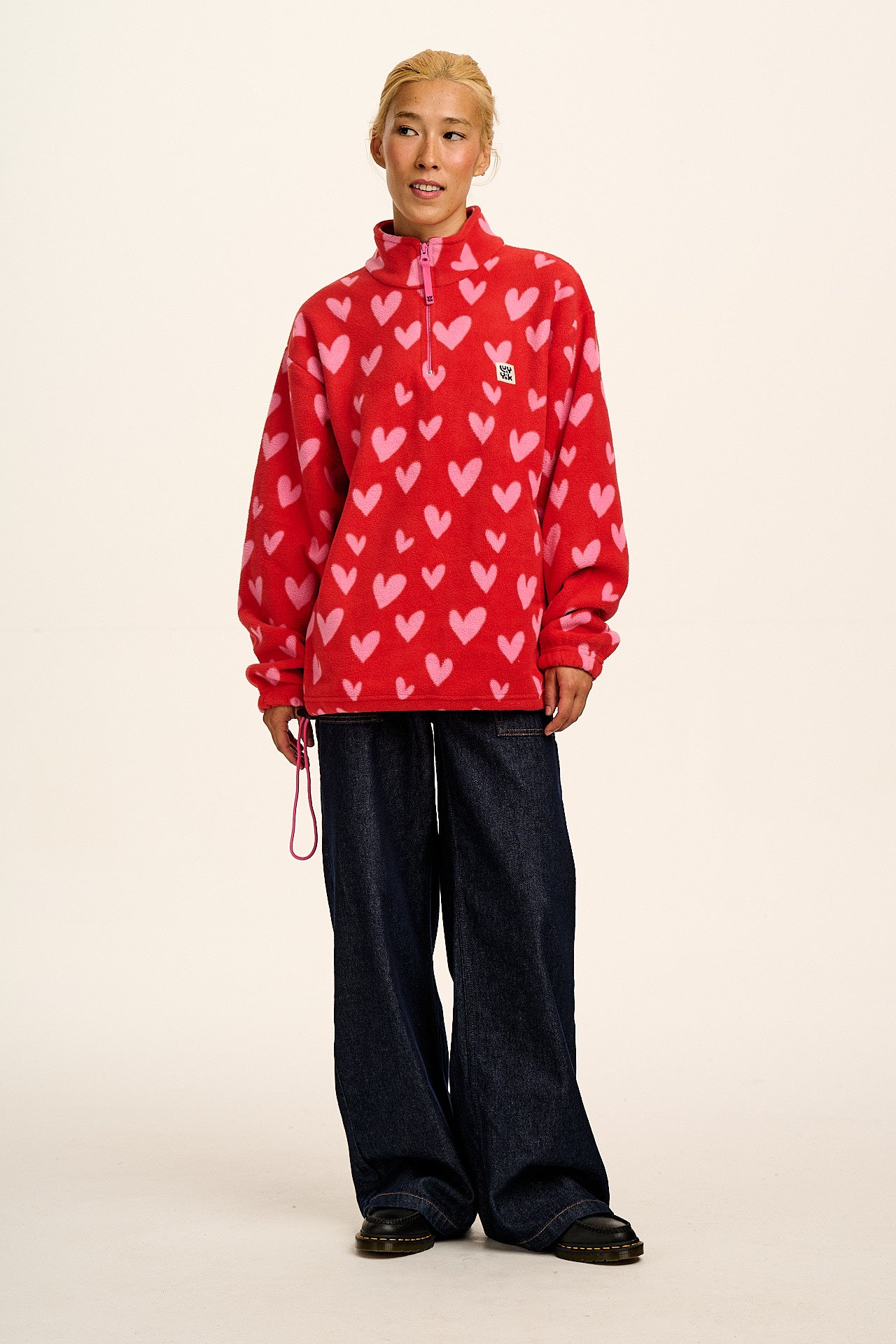 Stevie - Polar Fleece in Red & Pink Cupid