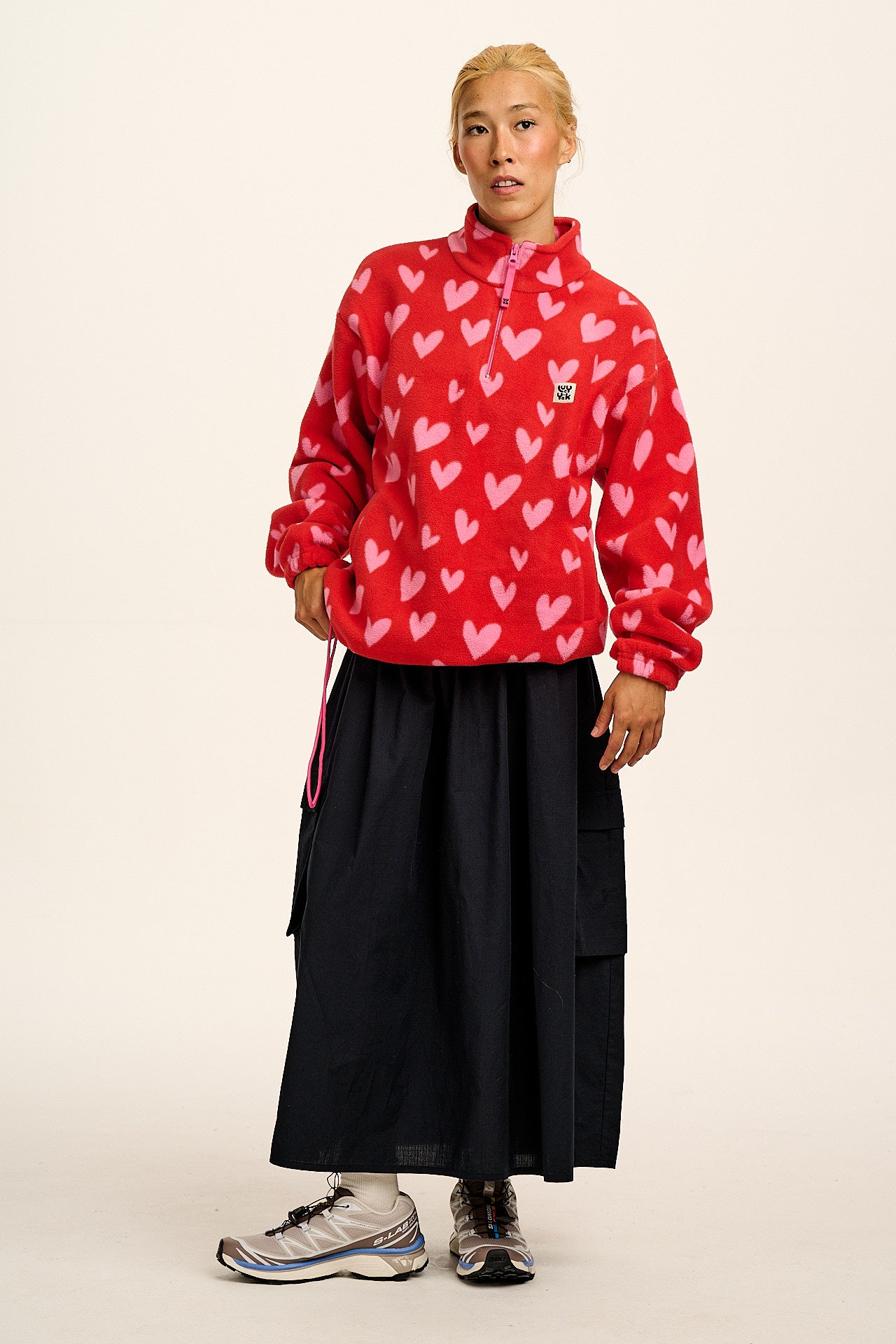 Stevie - Polar Fleece in Red & Pink Cupid