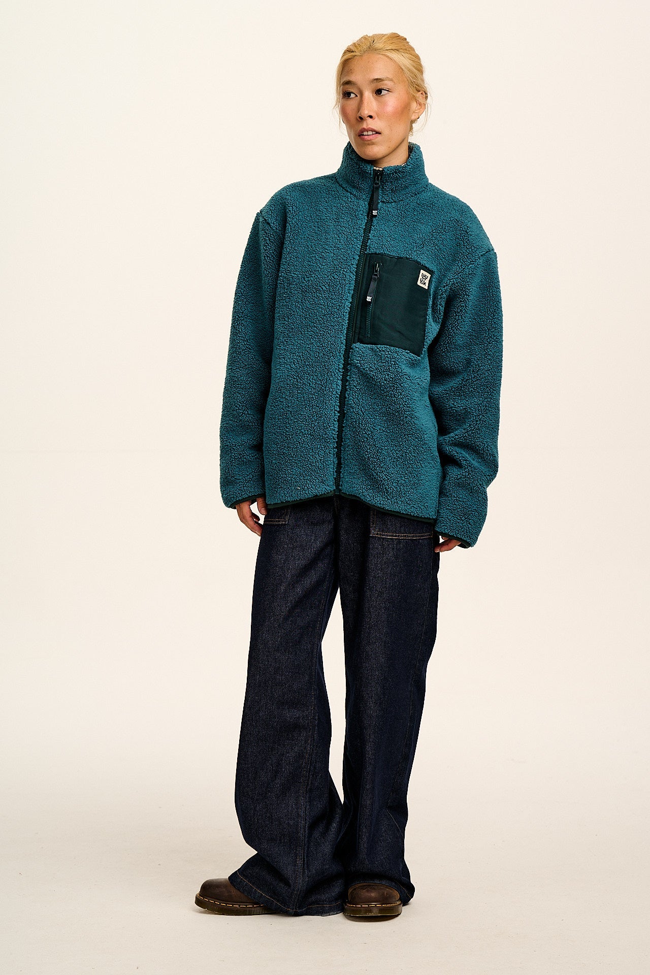 Harper - Borg Fleece Jacket in Teal