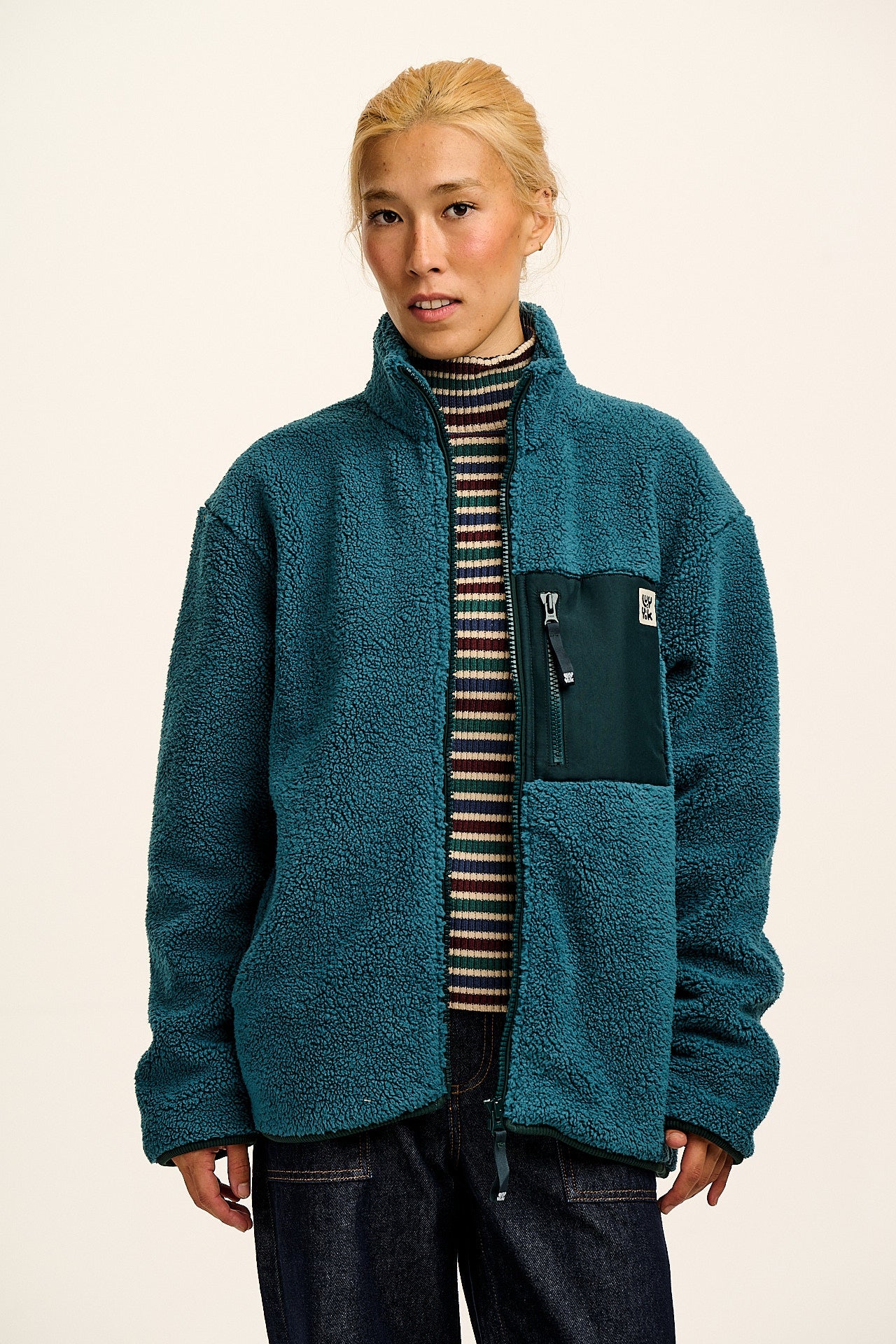 Harper - Borg Fleece Jacket in Teal