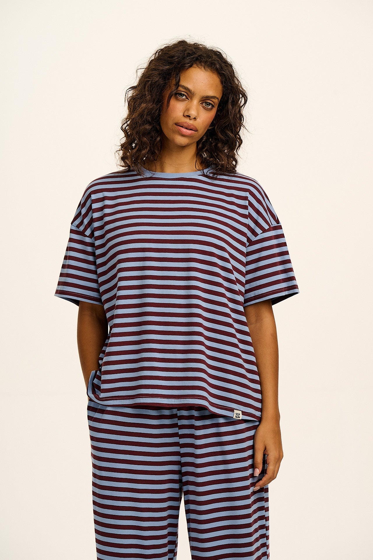 Sabrina - Soft Cotton Pyjamas in Grunge Stripe