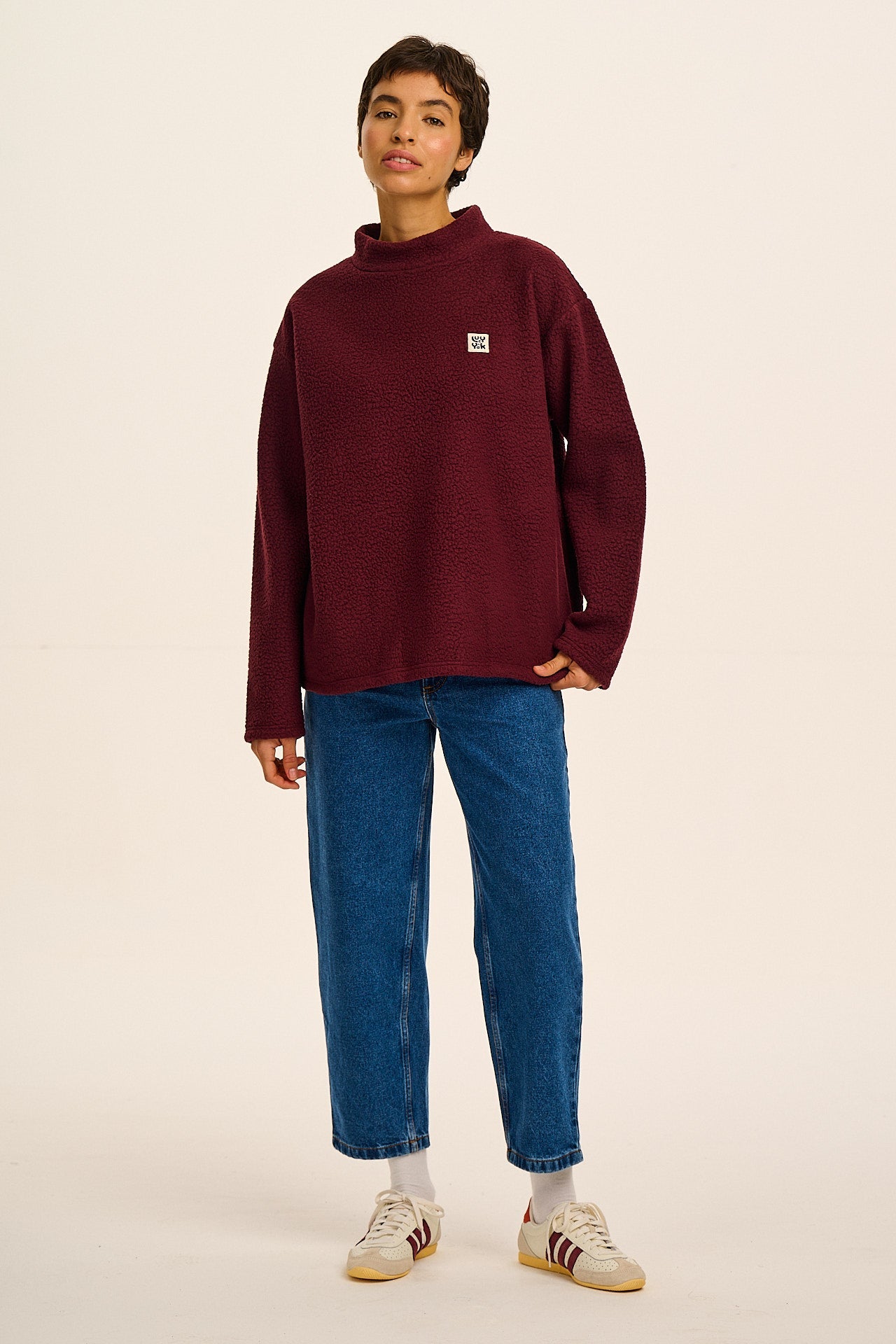 Manaia - Funnel Neck Polar Fleece in Windsor Wine