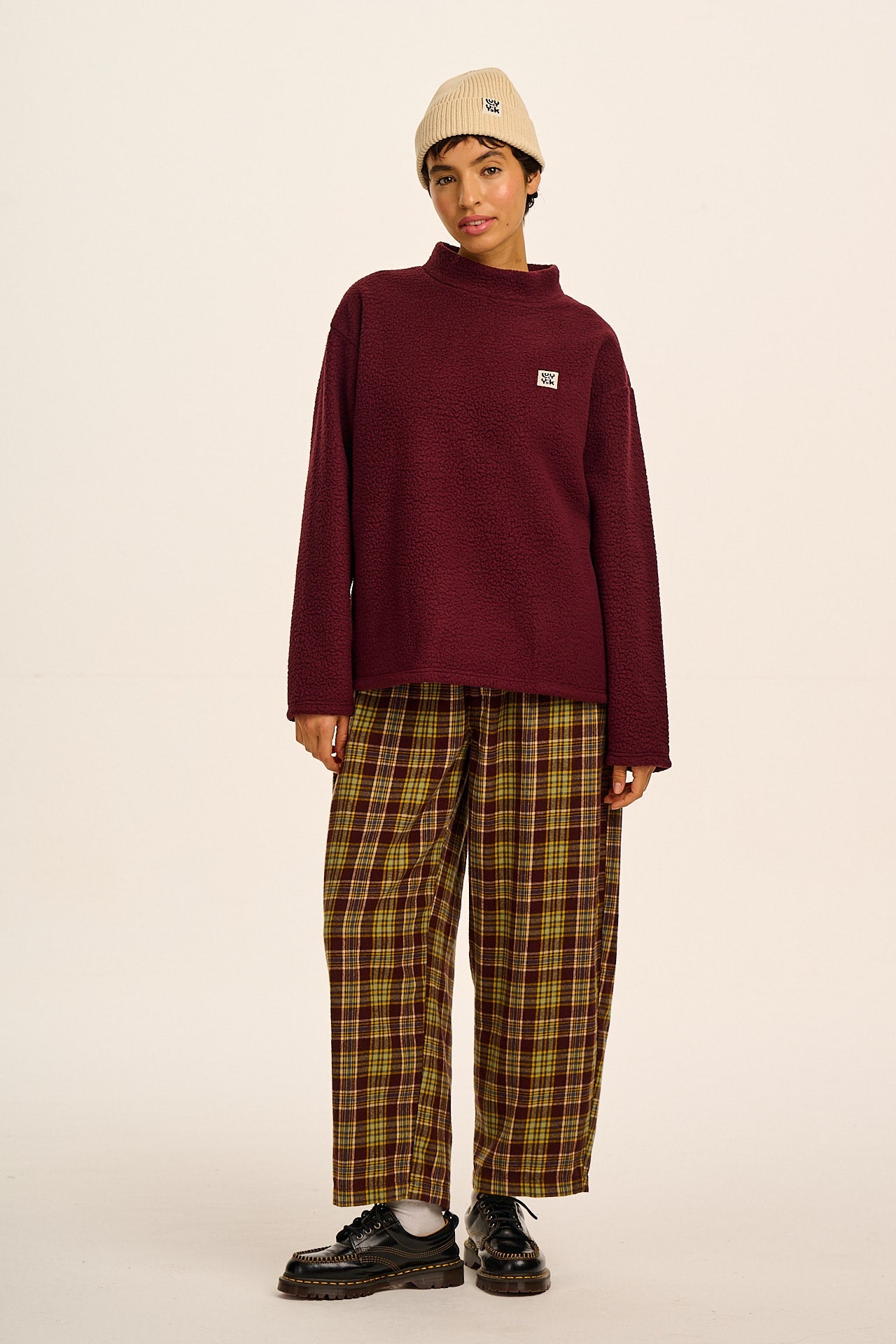 Manaia - Funnel Neck Polar Fleece in Windsor Wine