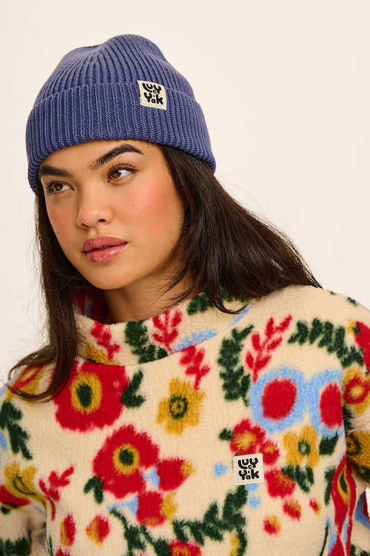 Luca - Knitted Cotton Beanie in Ocean Blue