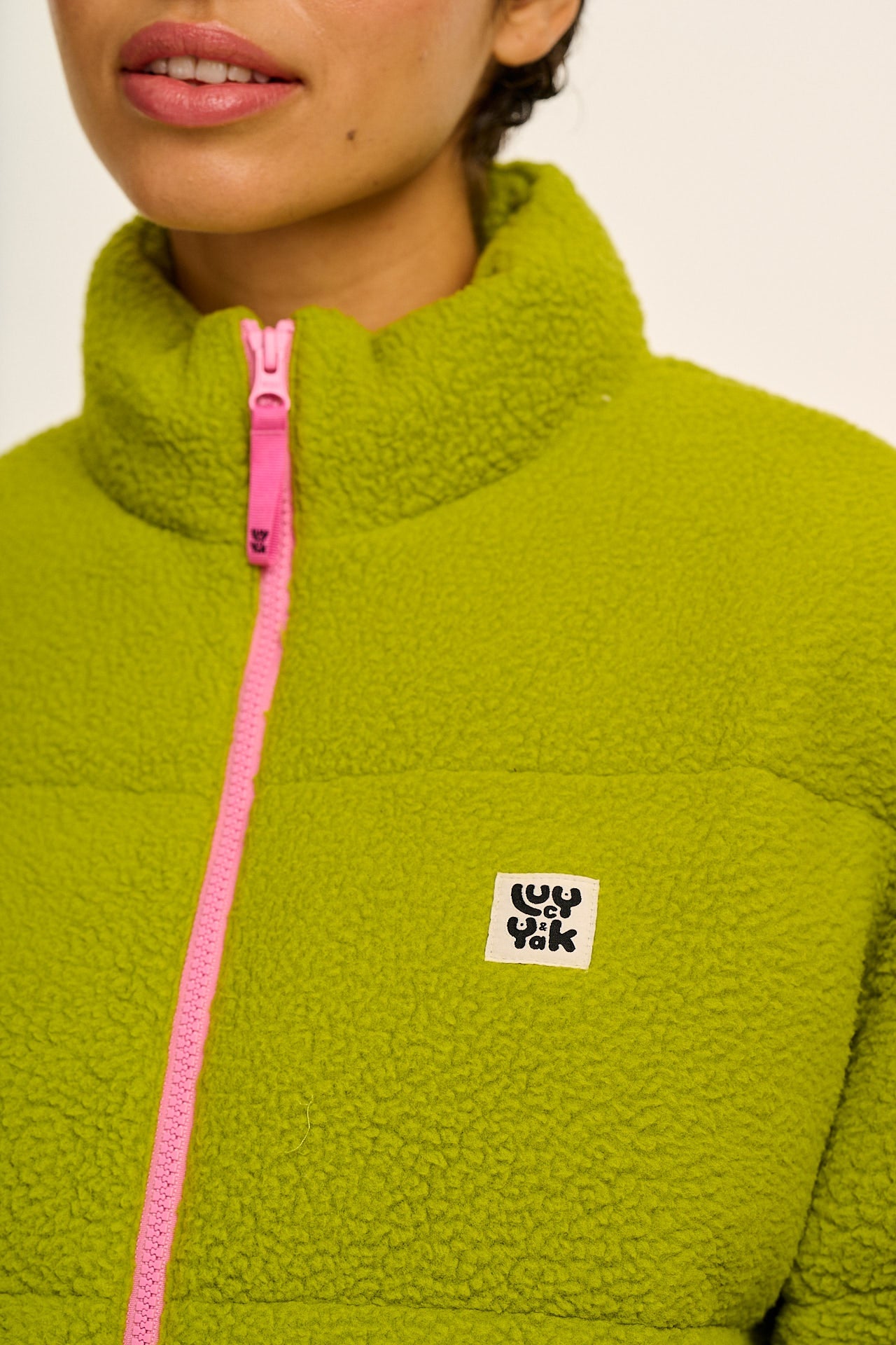 Paloma - Borg Puffer Jacket in Green
