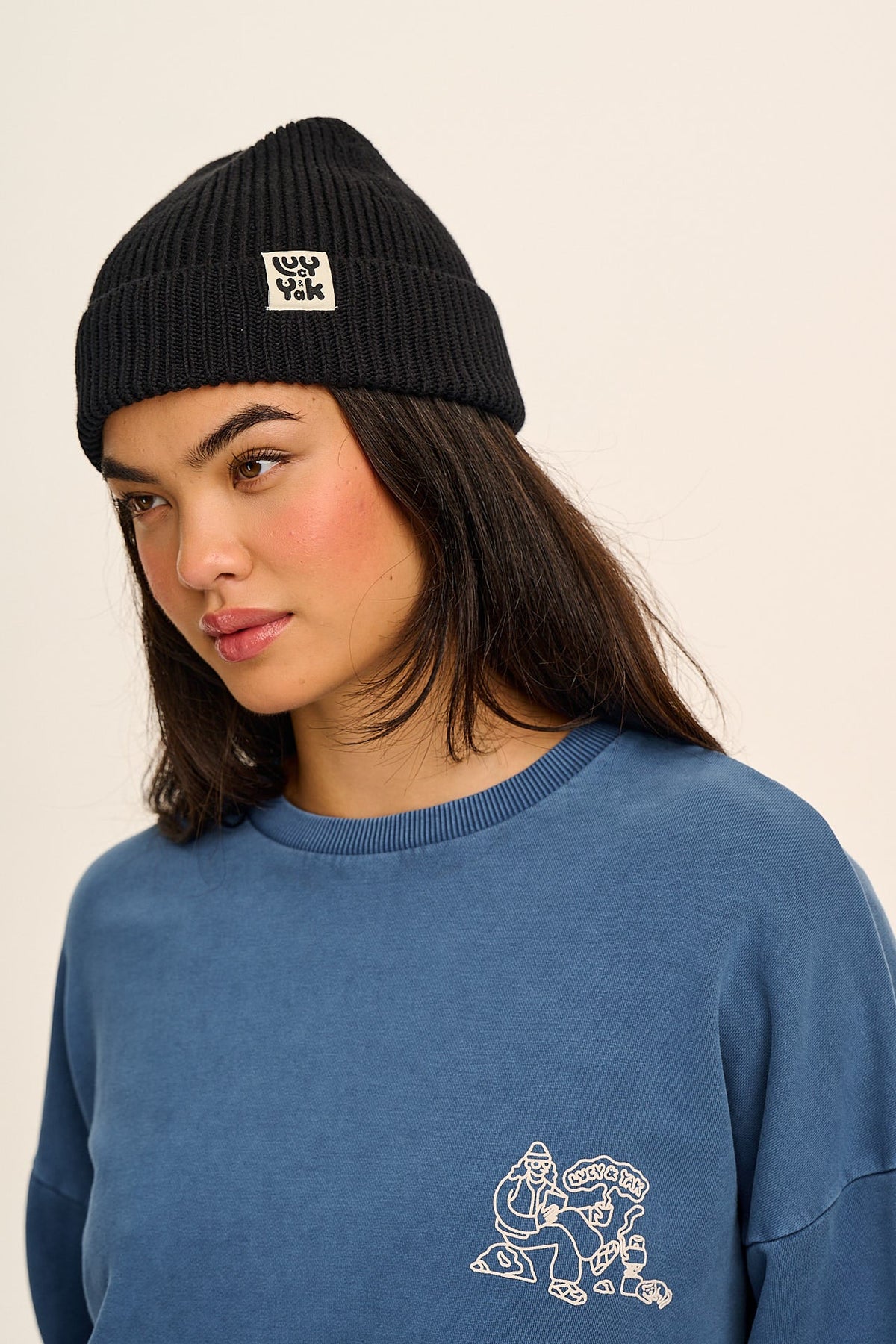 Luca - Cotton Beanie in Black