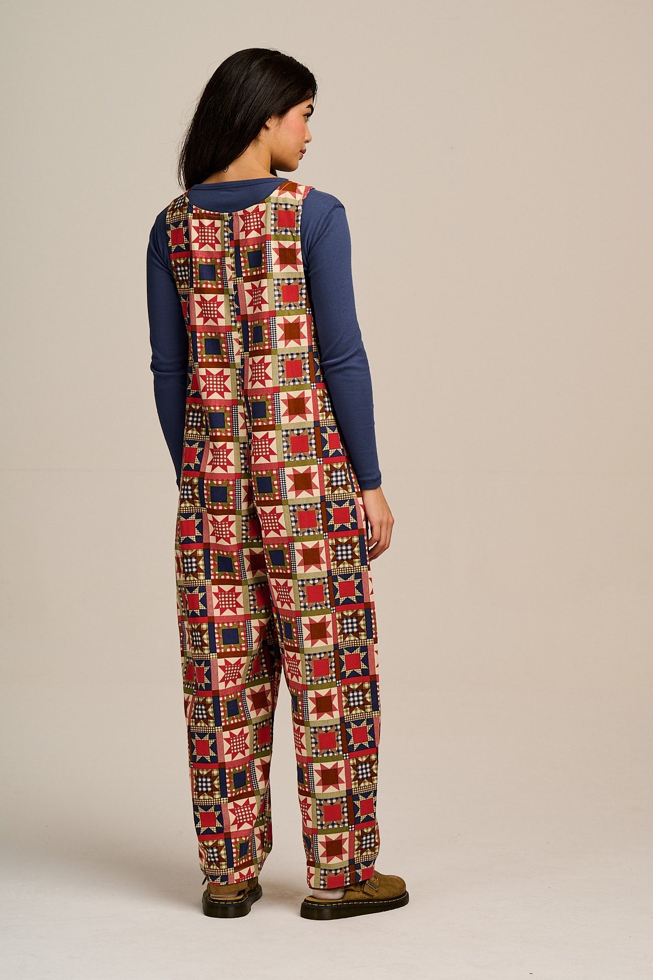 Ara - Cotton Dungarees in Follow Trails Patchwork