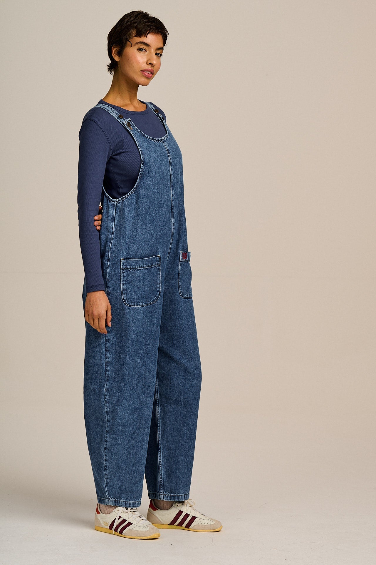 Ara - Denim Dungarees in Mid Wash Blue