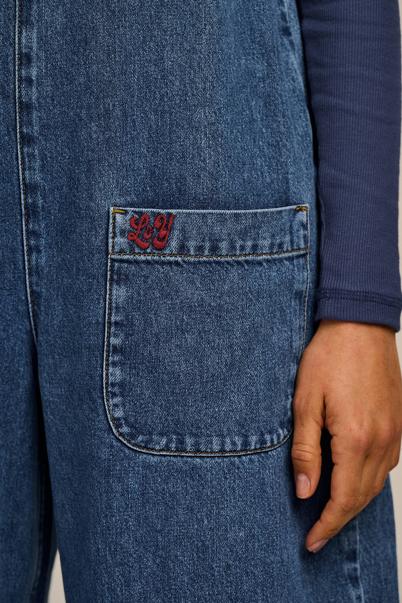 Ara - Denim Dungarees in Mid Wash Blue