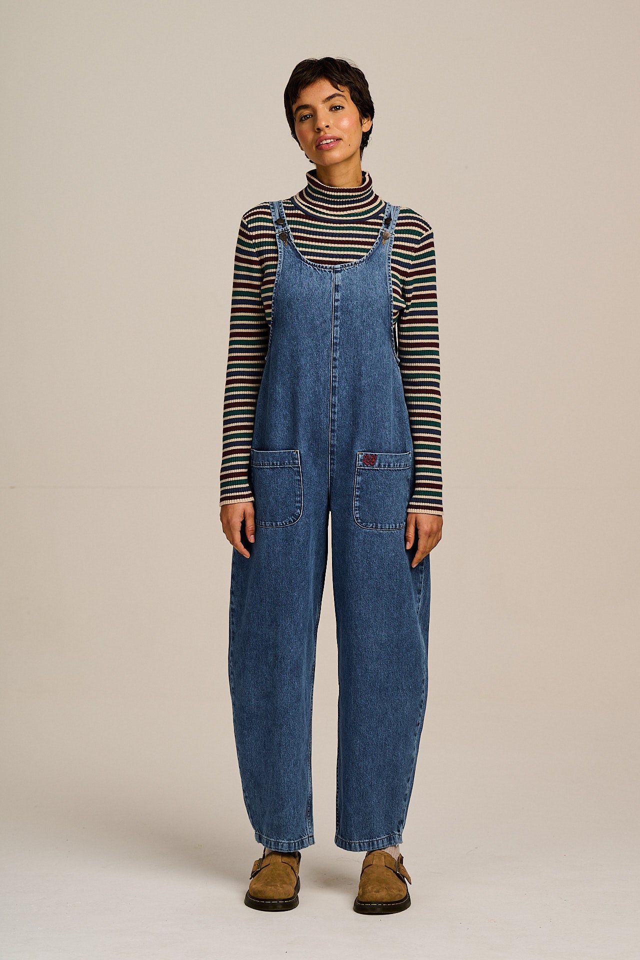 Ara - Denim Dungarees in Mid Wash Blue