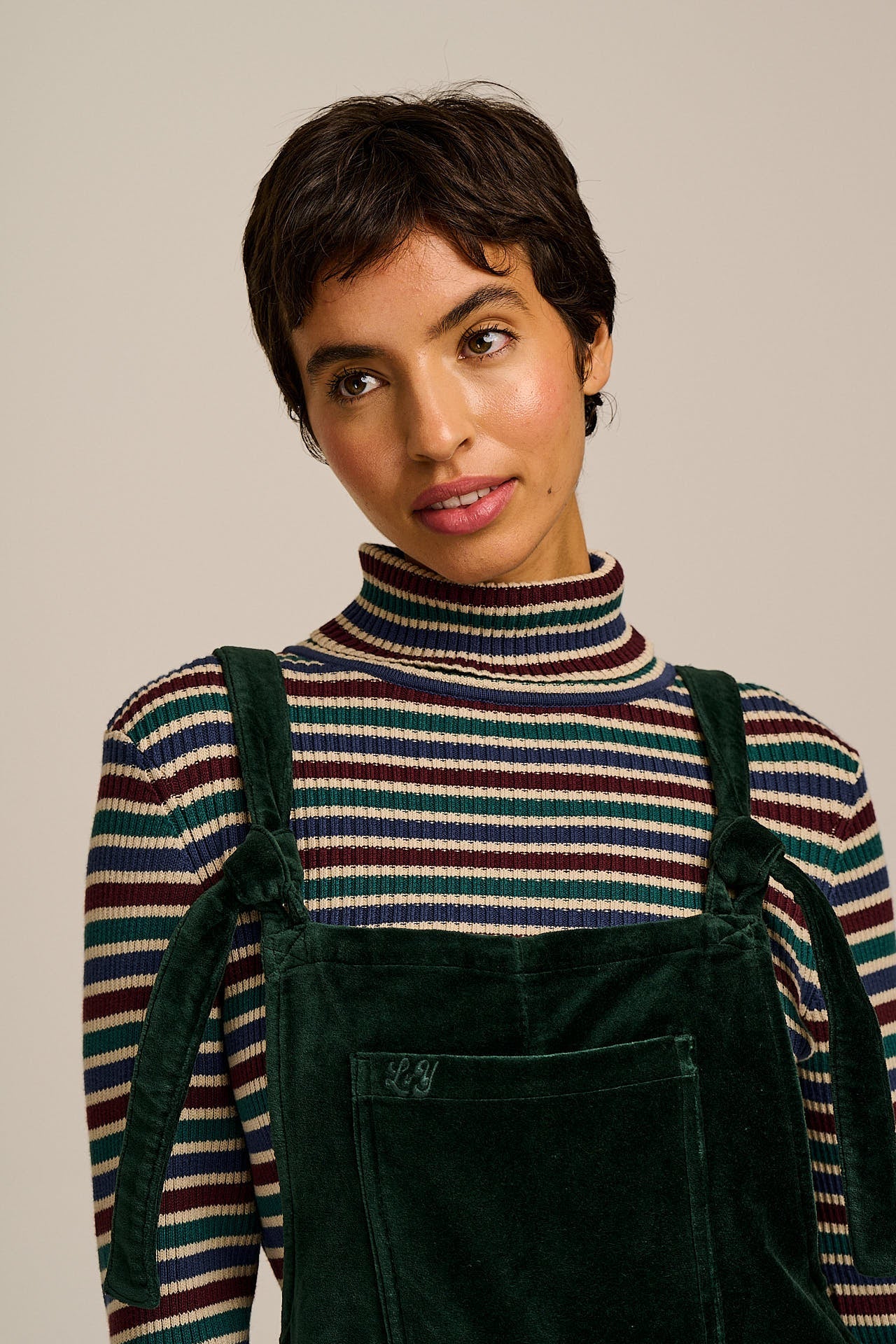 Original - Cotton Velvet Dungarees in Jade