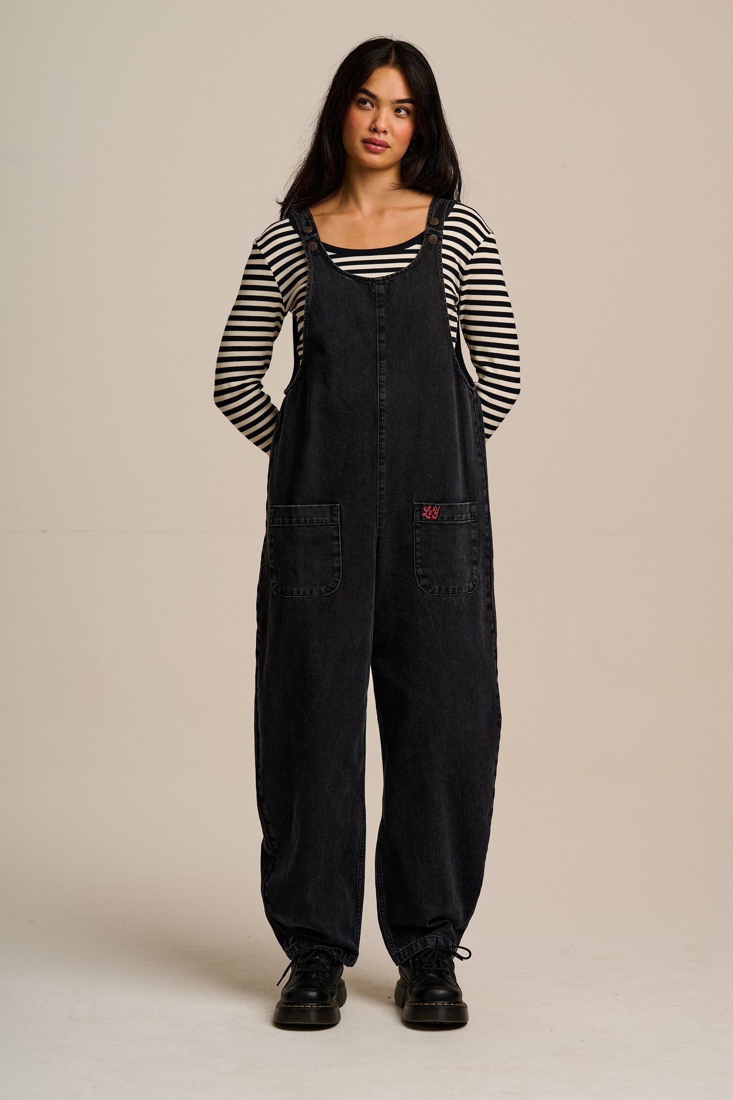 Ara - Denim Dungarees in Black Wash