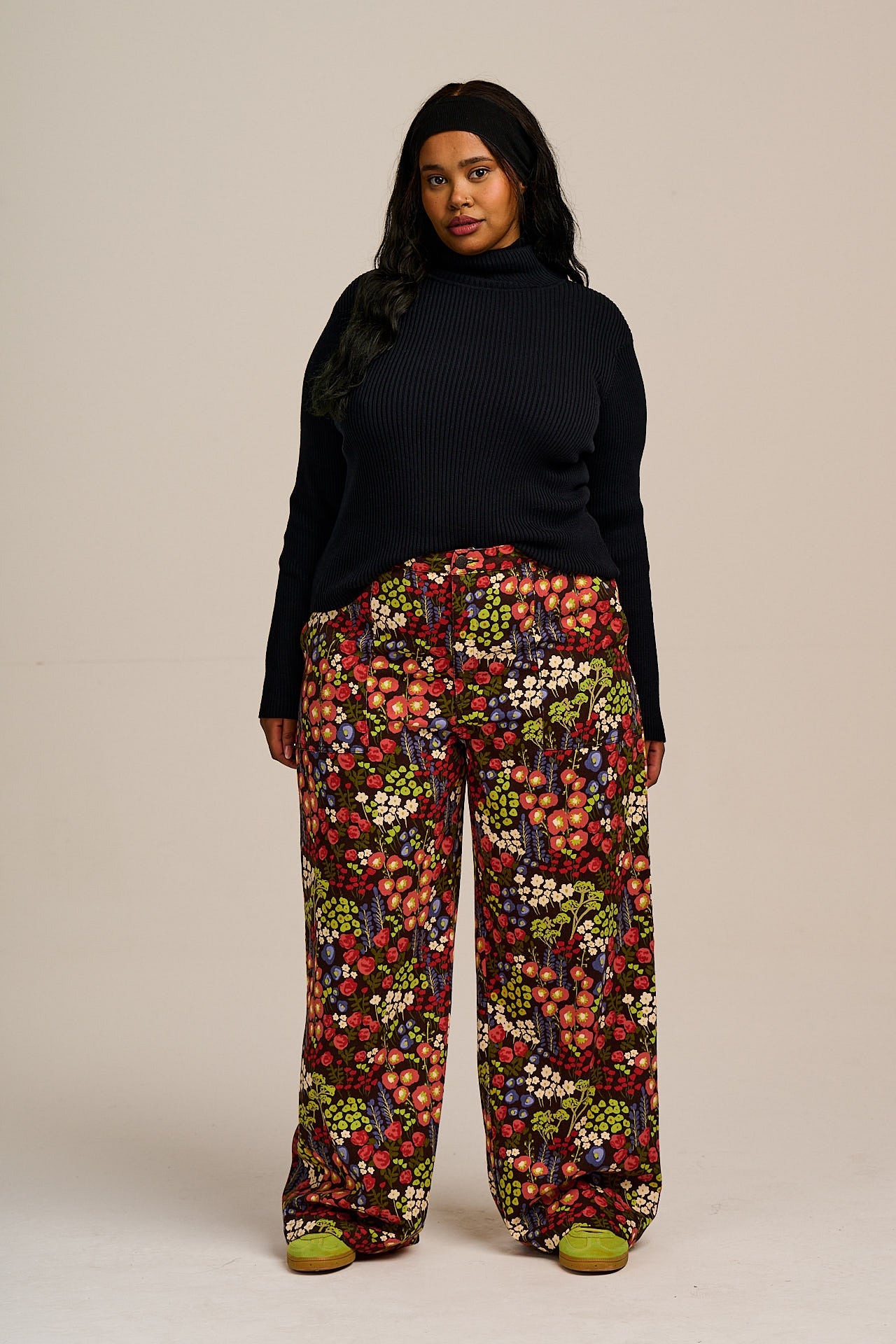 Delores - Wide Leg Cotton Jeans in Winter Garden