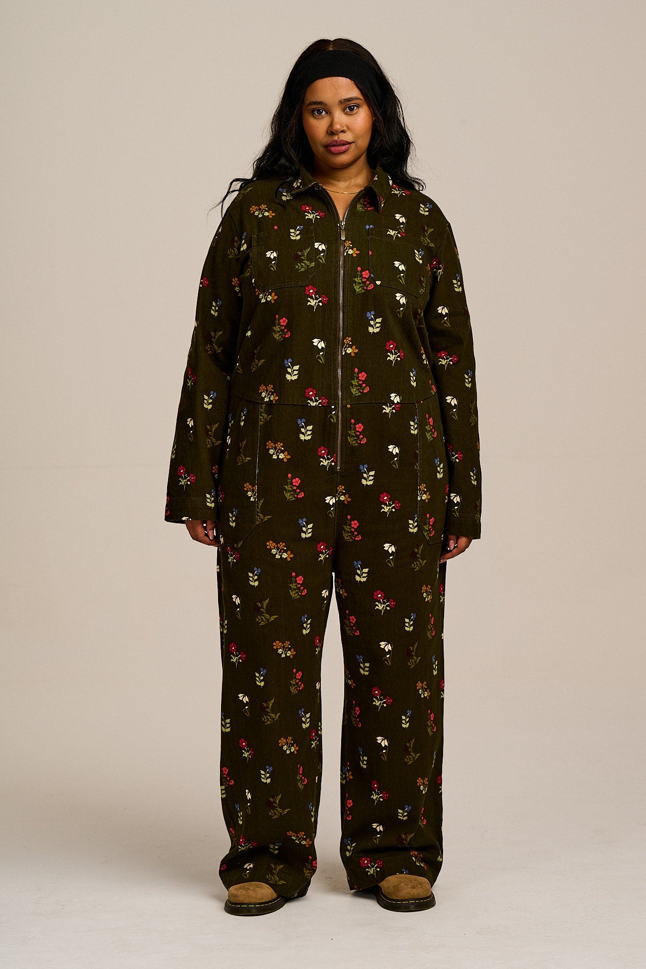 Arendal - Cotton Long Sleeve Jumpsuit in Winter Blooms