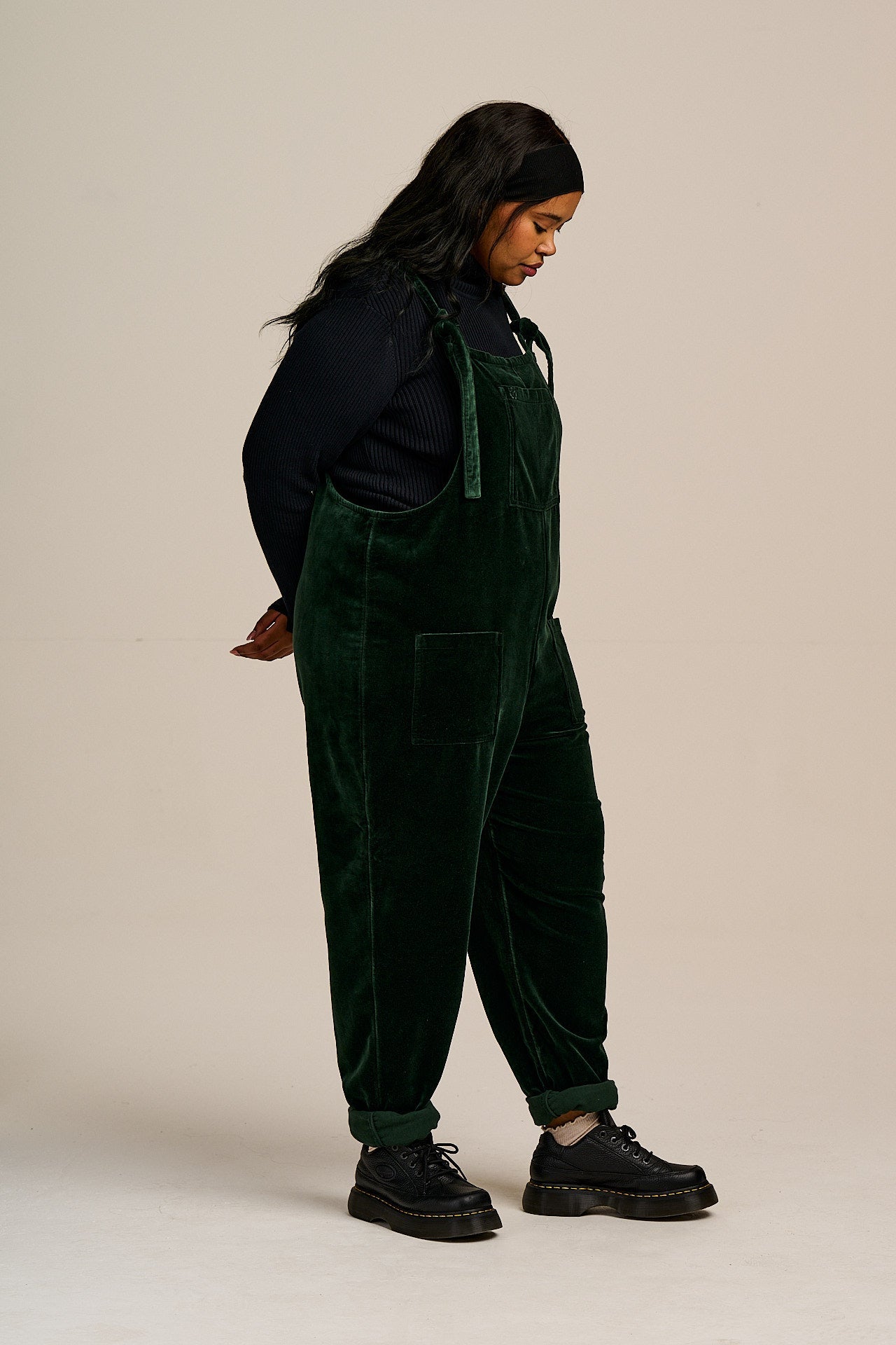 Original - Cotton Velvet Dungarees in Jade