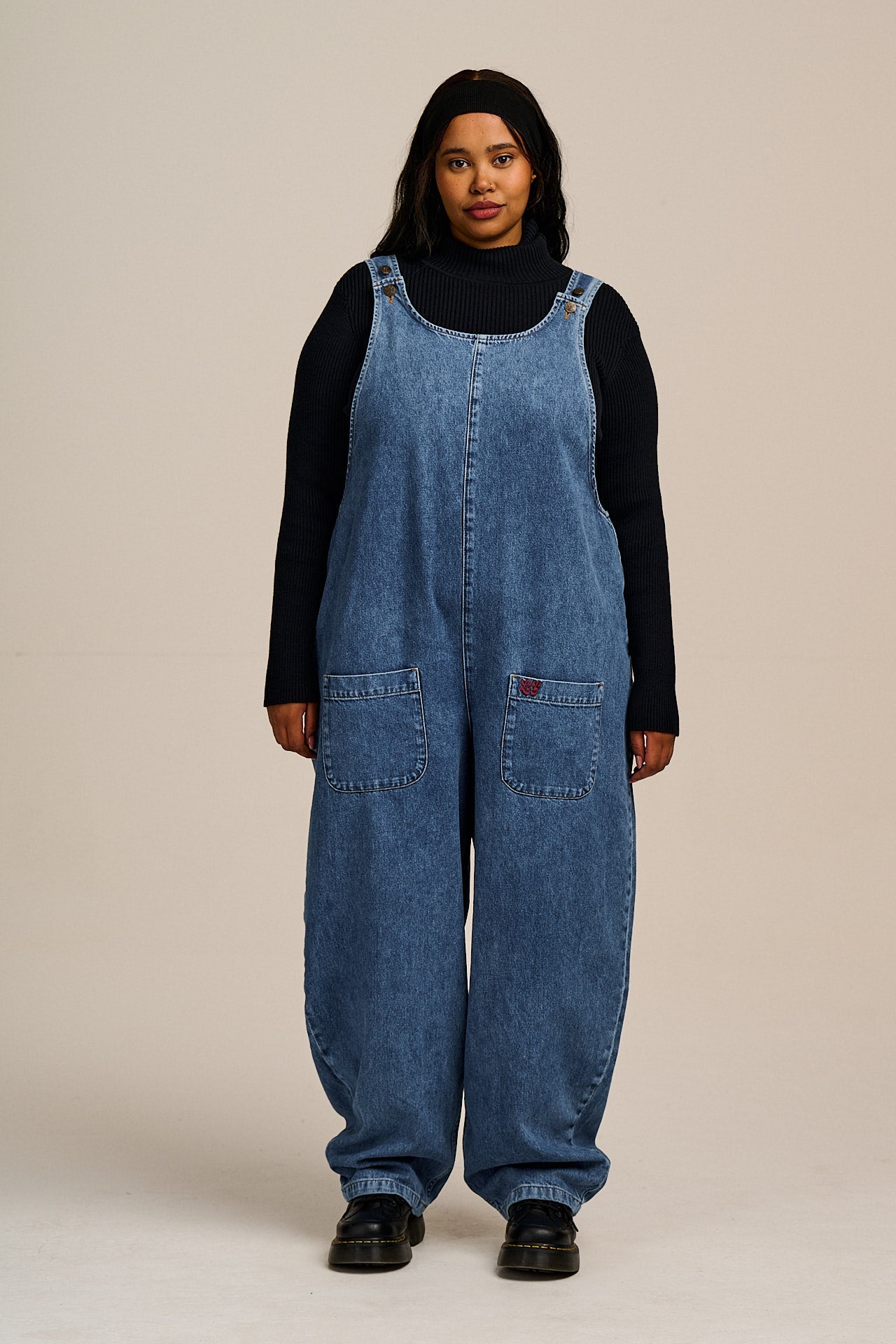 Ara - Denim Dungarees in Mid Wash Blue