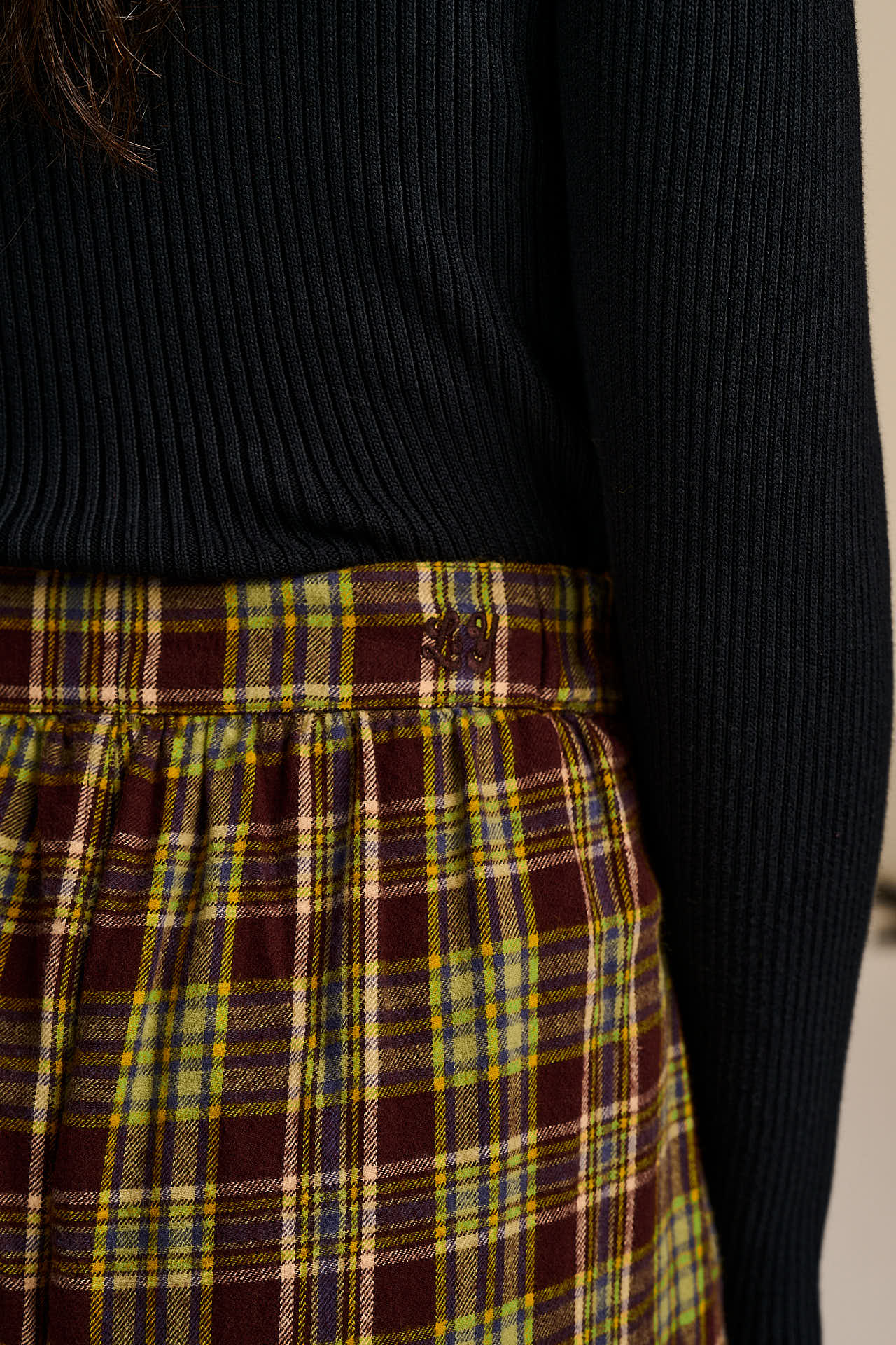 Beau - Barrel Leg Brushed Cotton Trousers in Winter Tartan