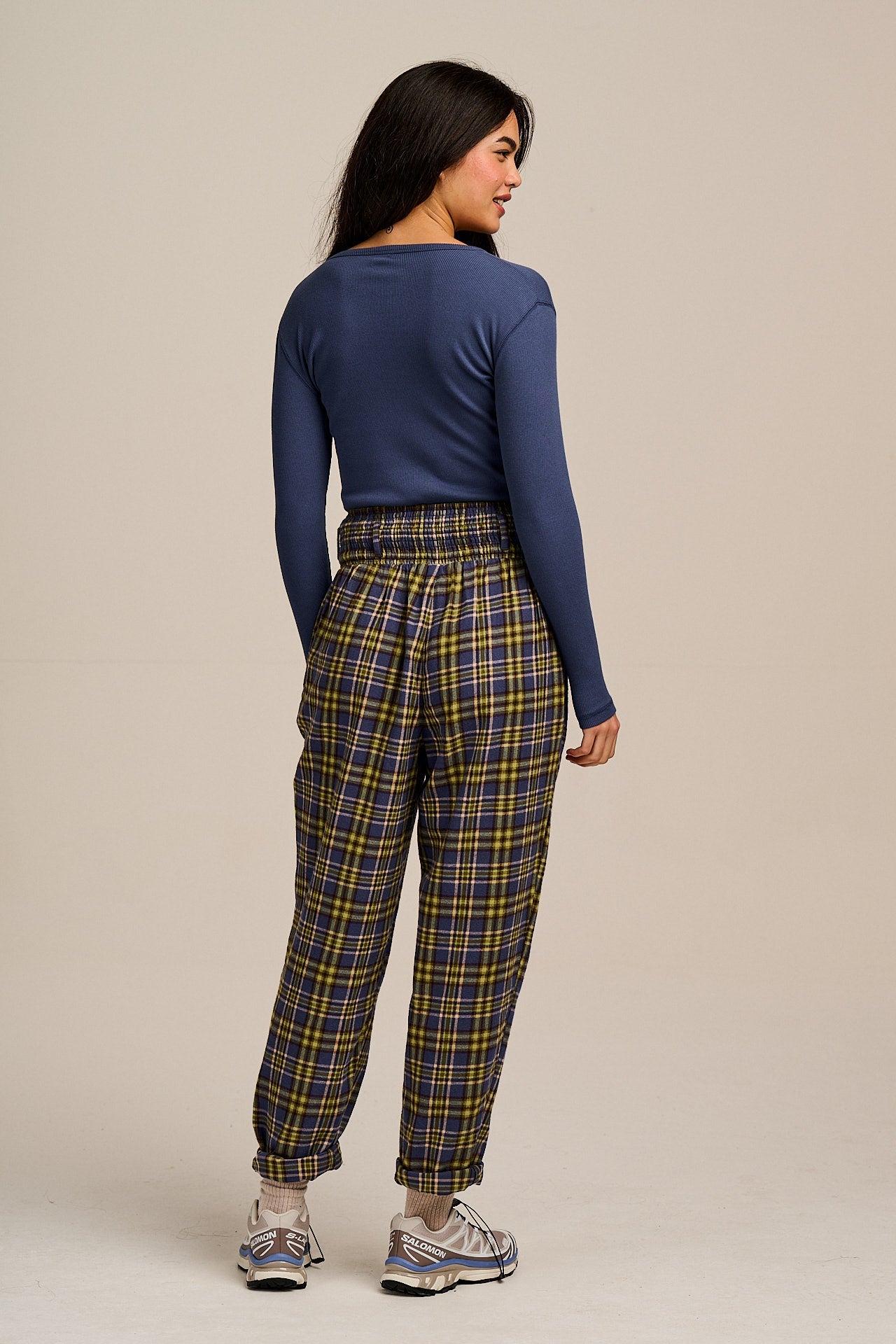 Alexa - Brushed Cotton Trousers in Cosy Tartan