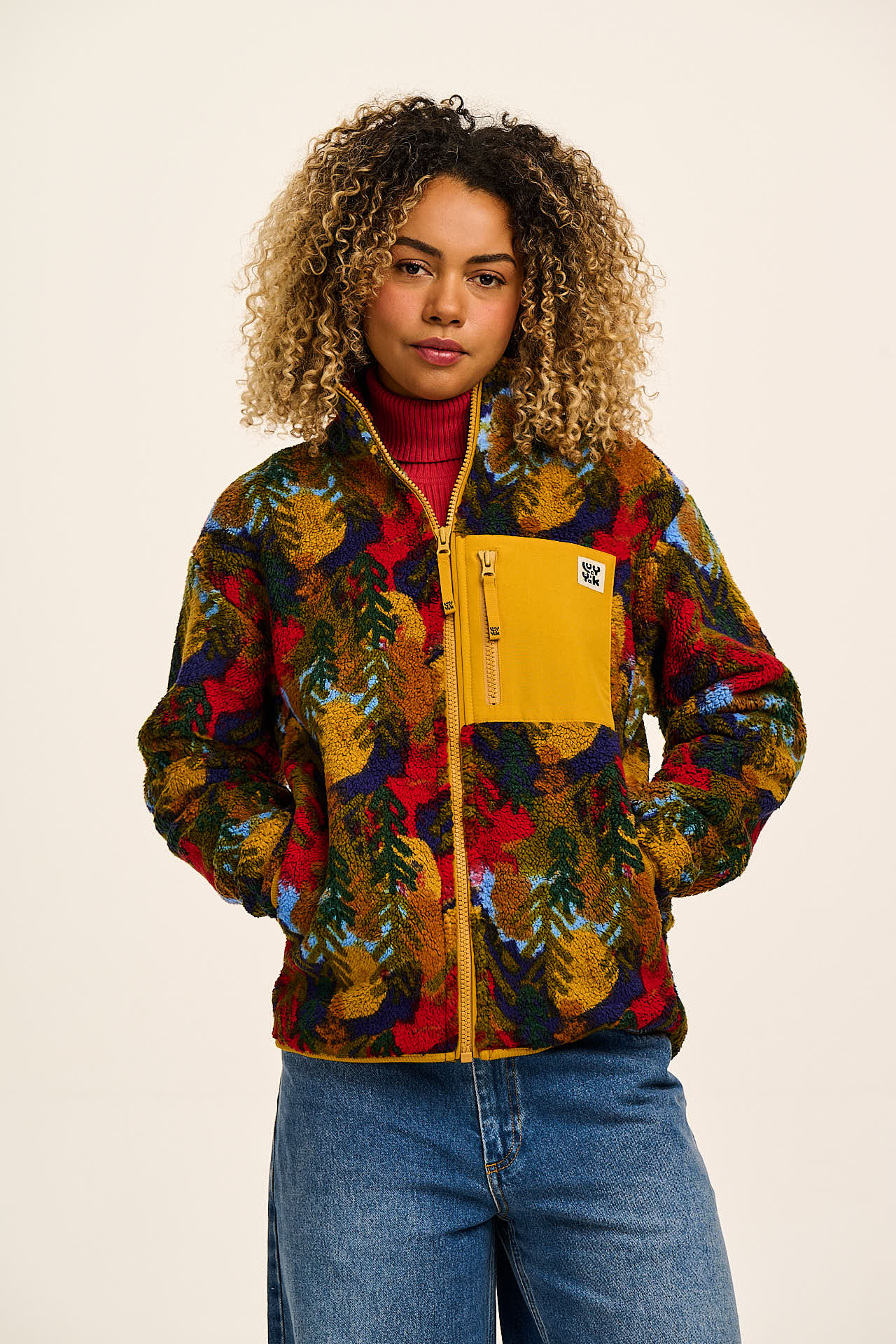 Harper - Borg Fleece Jacket in Alpine Trees