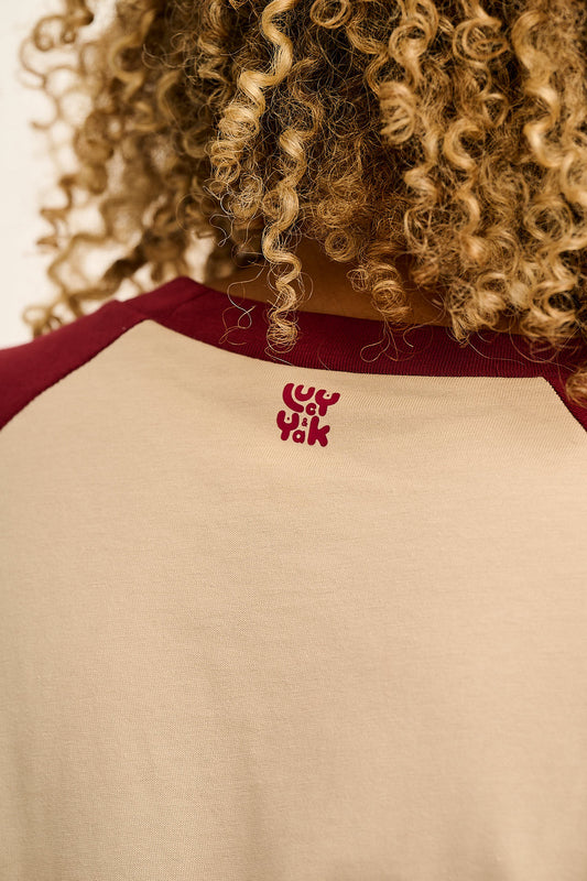 Bradley - Oversized Cotton Raglan Tee in Ecru Breathe Print