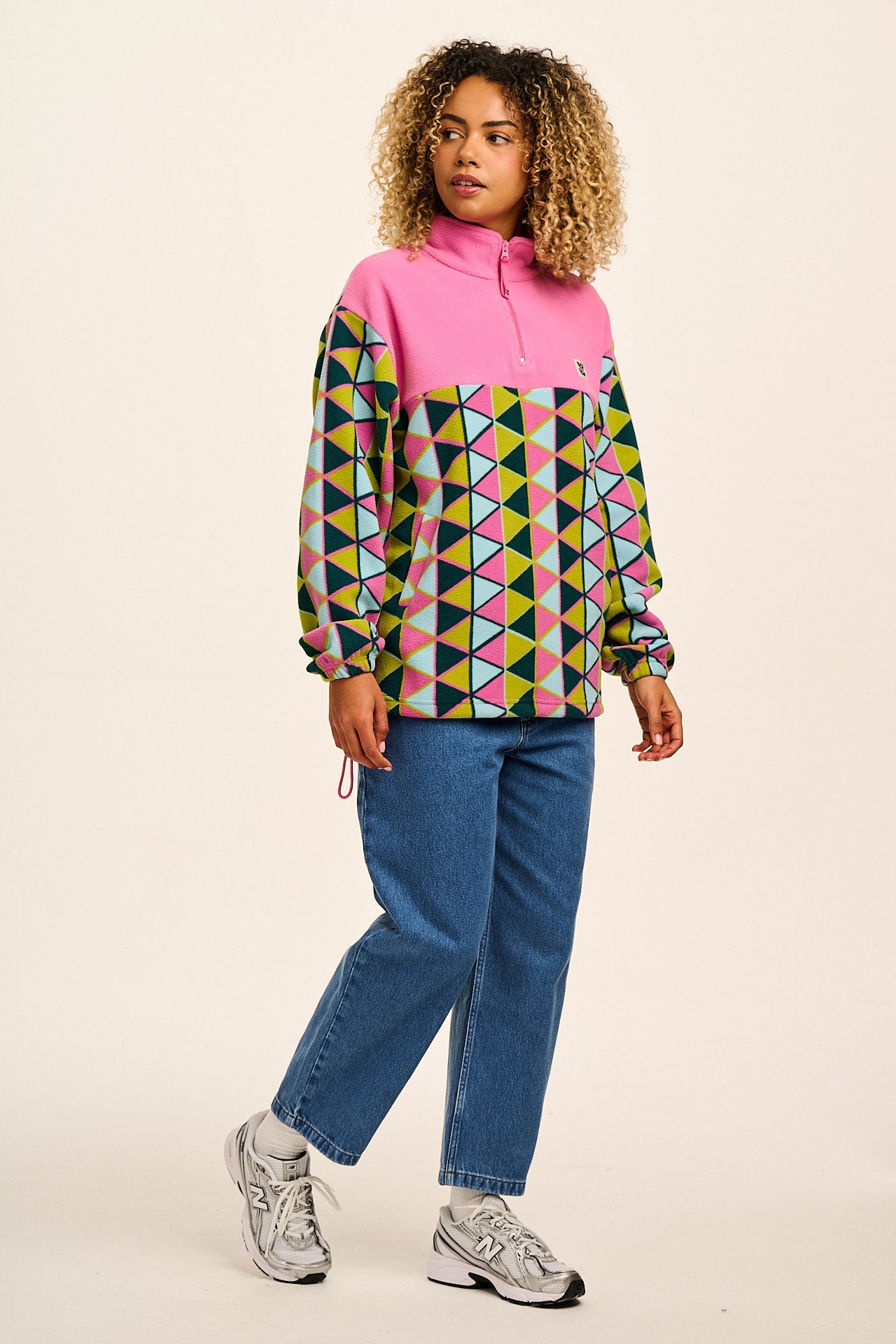 Stevie - Soft Polar Fleece in Geo Triangles Print