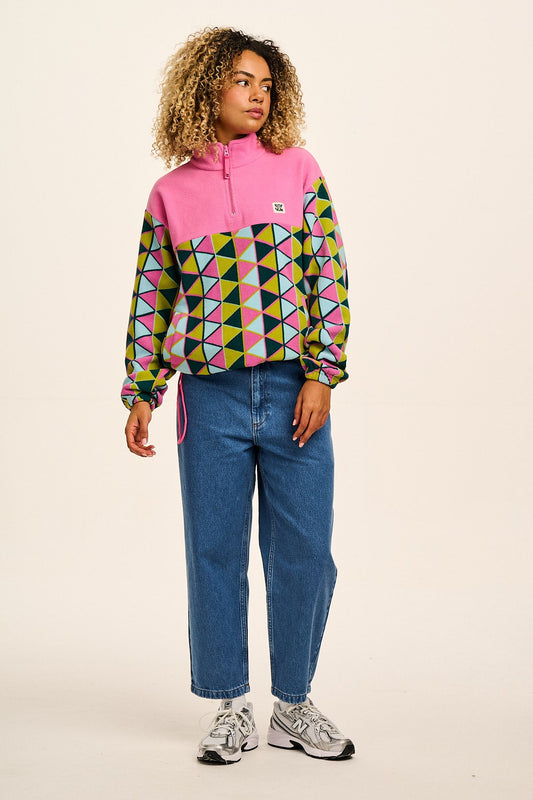 Stevie - Soft Polar Fleece in Geo Triangles Print