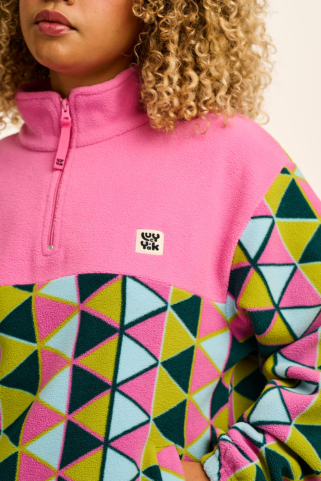 Stevie - Soft Polar Fleece in Geo Triangles Print