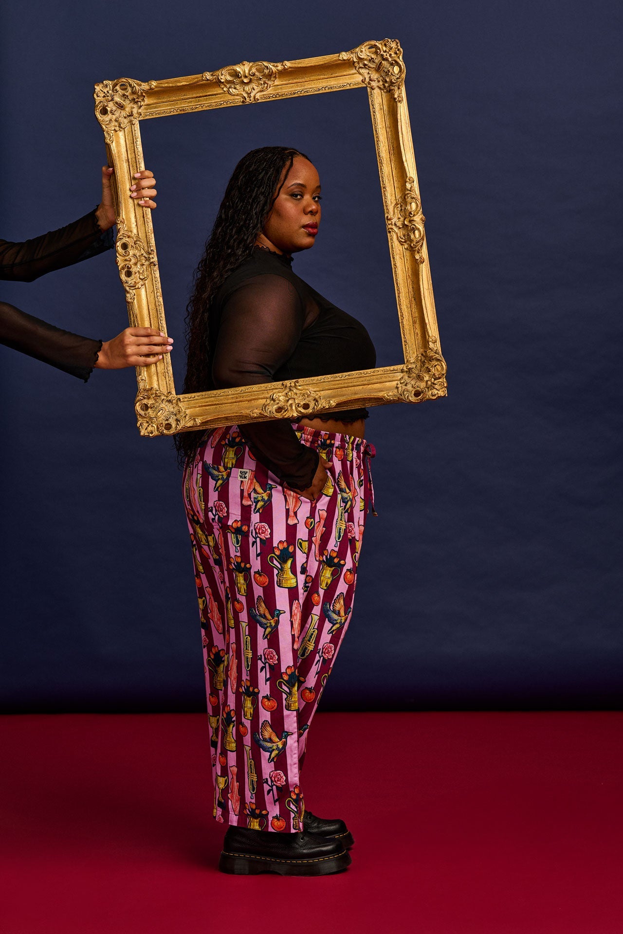 L.E. Chuck - Wide Leg Cotton Trousers in Artist Print by Emily Furr & Yak