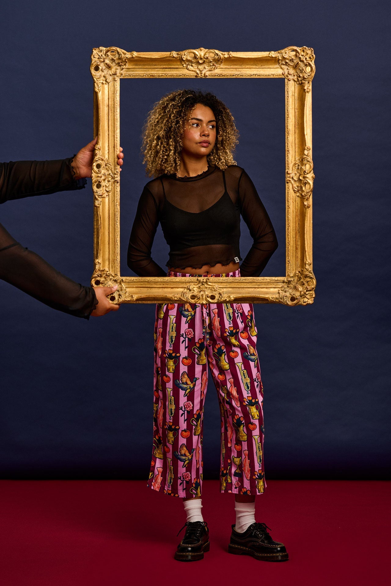 L.E. Chuck - Wide Leg Cotton Trousers in Artist Print by Emily Furr & Yak