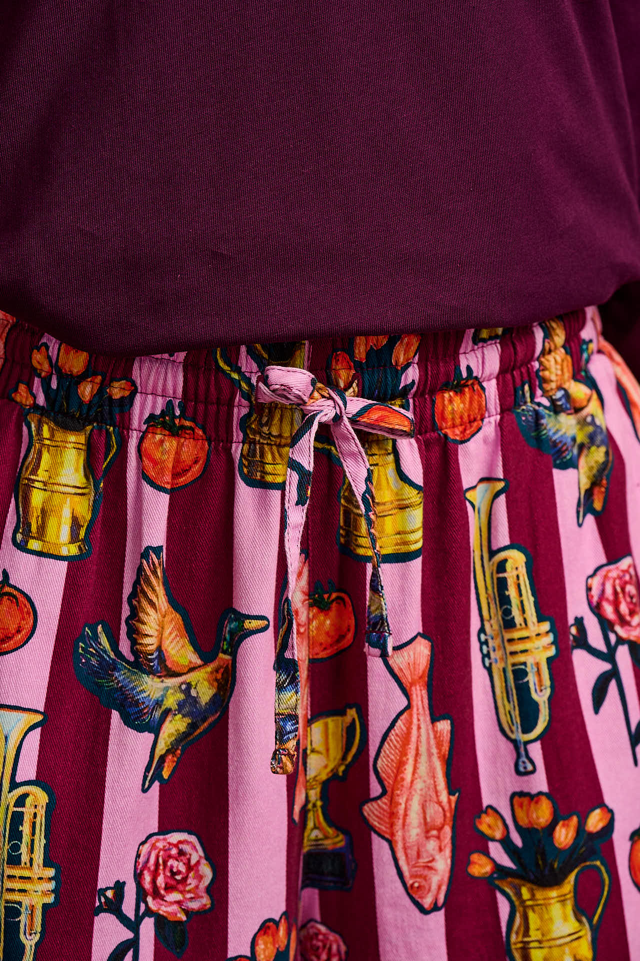 L.E. Chuck - Wide Leg Cotton Trousers in Artist Print by Emily Furr & Yak