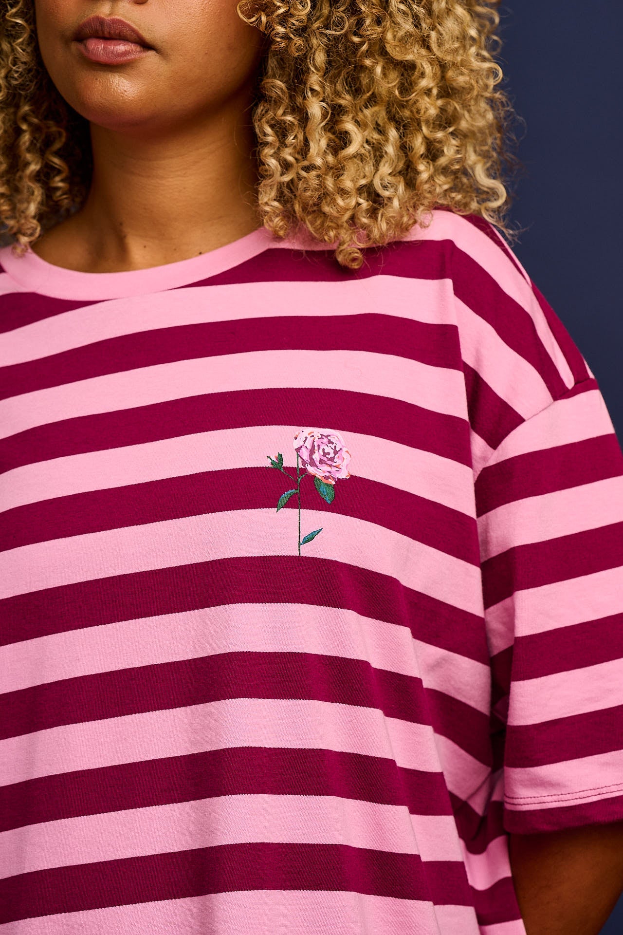 L.E. Benny - Oversized Cotton Tee in Stripe by Emily Furr & Yak