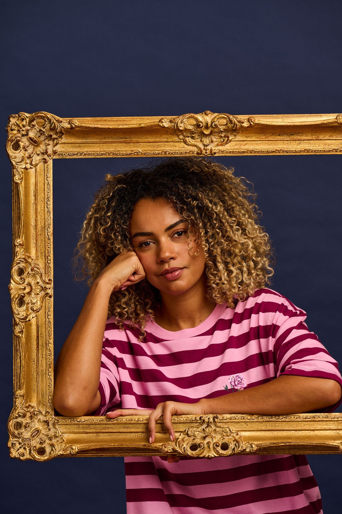 L.E. Benny - Oversized Cotton Tee in Stripe by Emily Furr & Yak