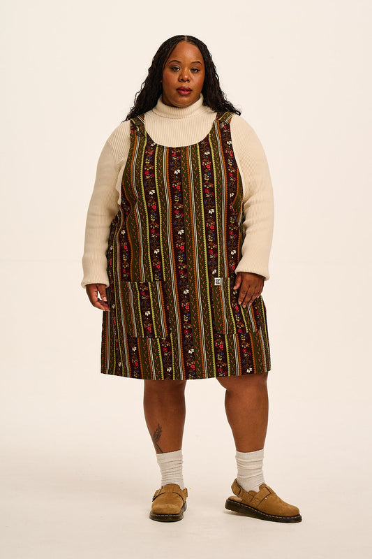 Layla - Mini Cotton Dress in Vintage Stripe & Floral