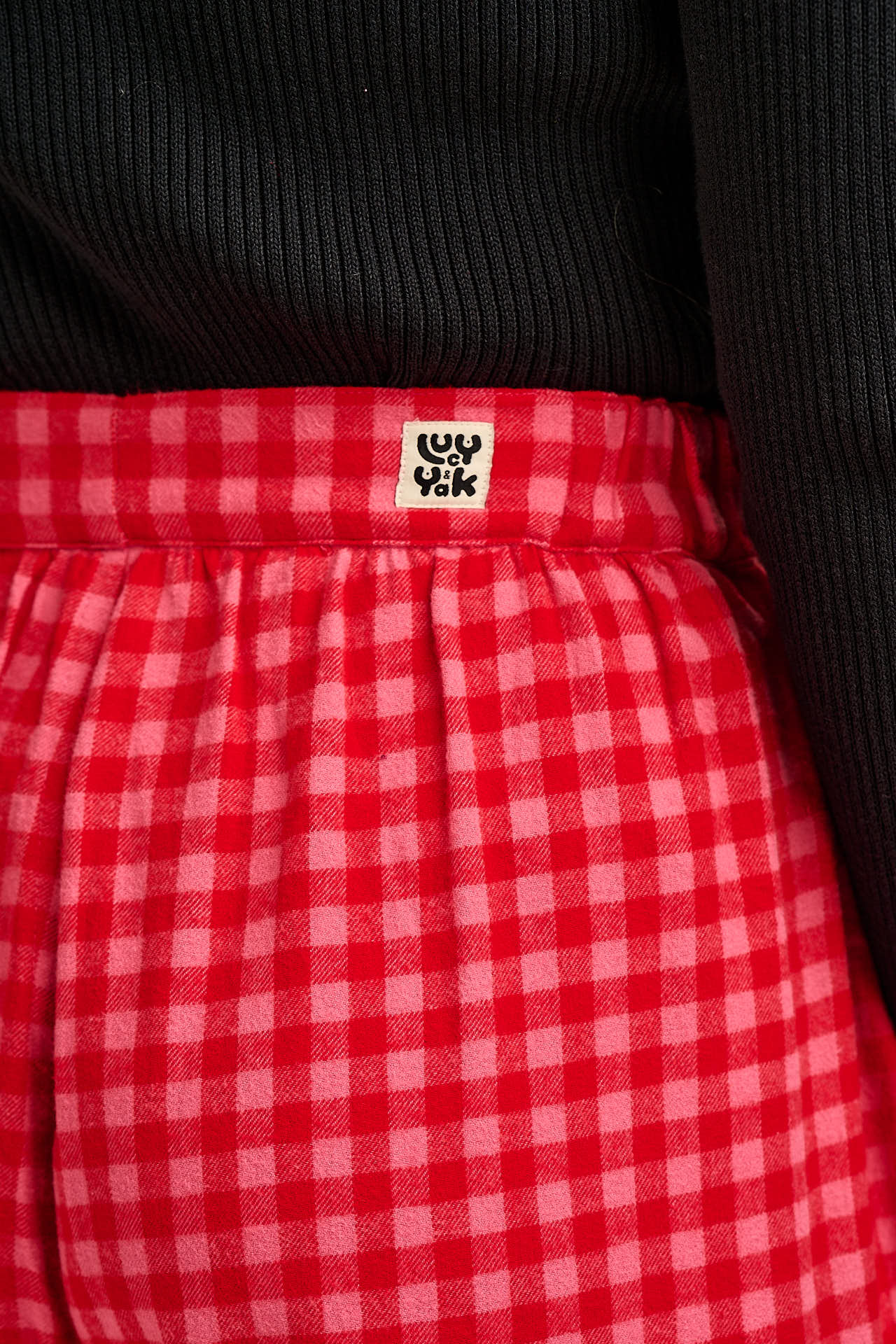 Beau - Barrel Leg Brushed Cotton Trousers in Pink and Red Gingham