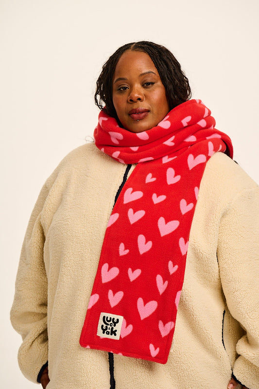 Ola - Polar Fleece Scarf in Red & Pink Cupid