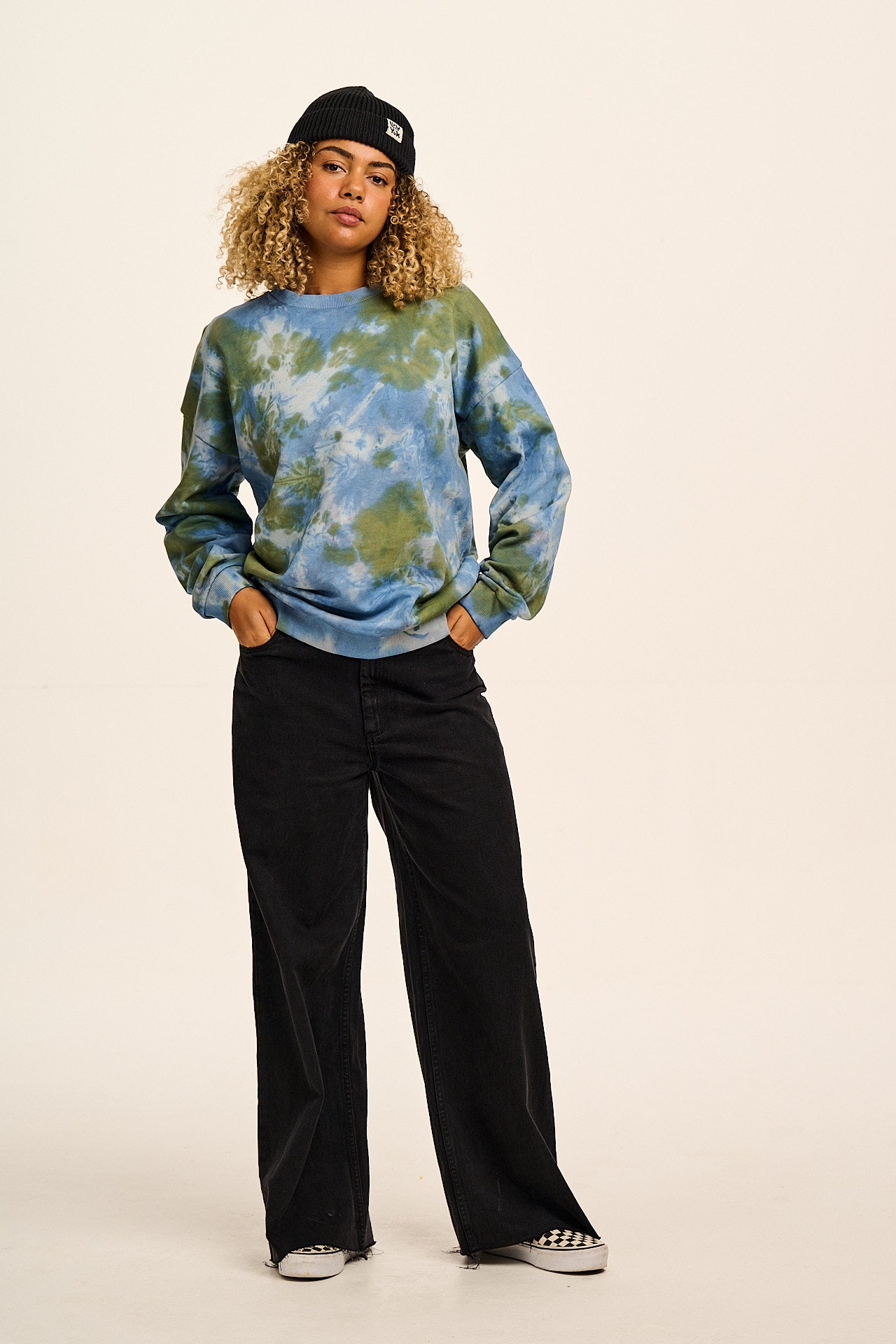 Sutton - Cotton Oversized Sweatshirt in Blue Tie Dye