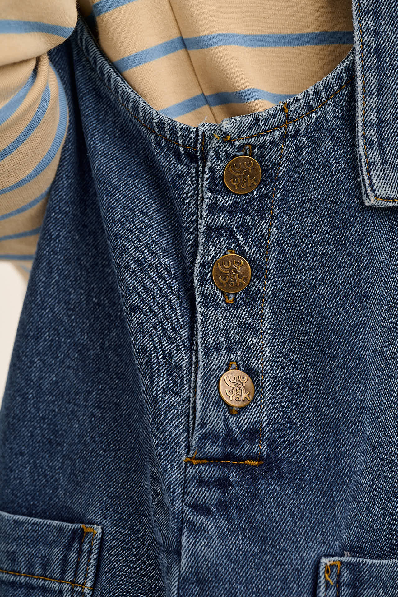 Ali - Wide Leg Denim Dungarees in Mid Wash Blue