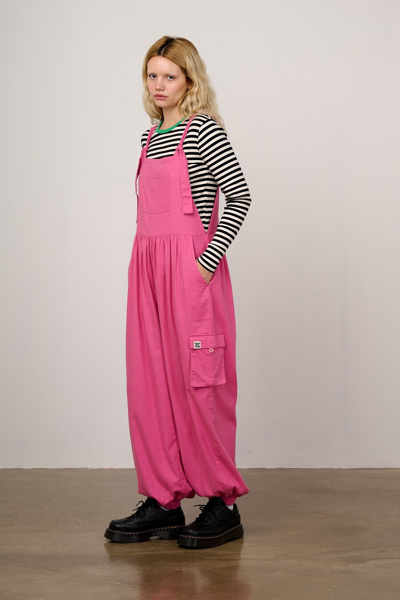Miyada - Brushed Cotton Dungarees in Pink