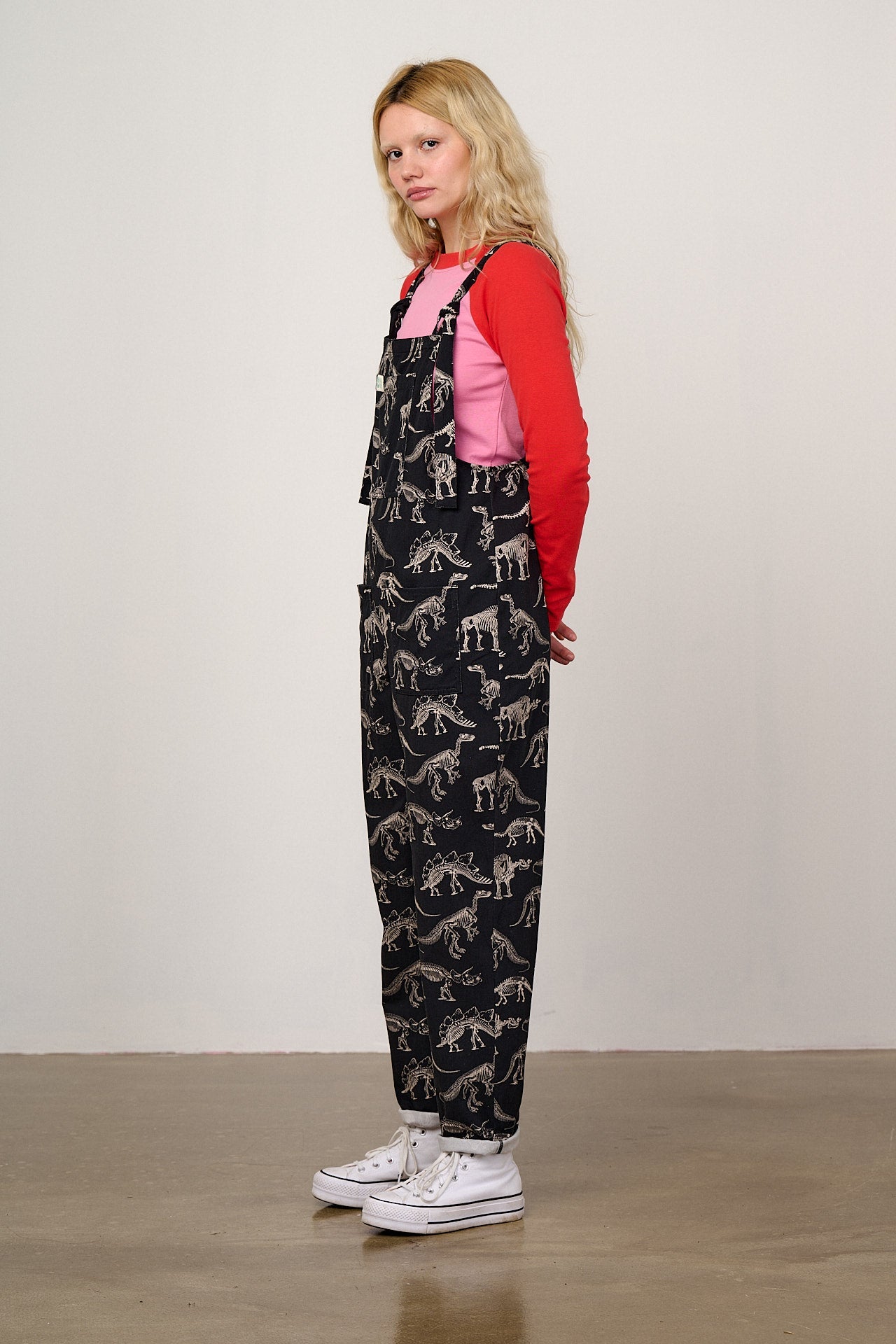 L.E. Original - Cotton Dungaree in B&W Dinosaur Natural History Museum & Yak