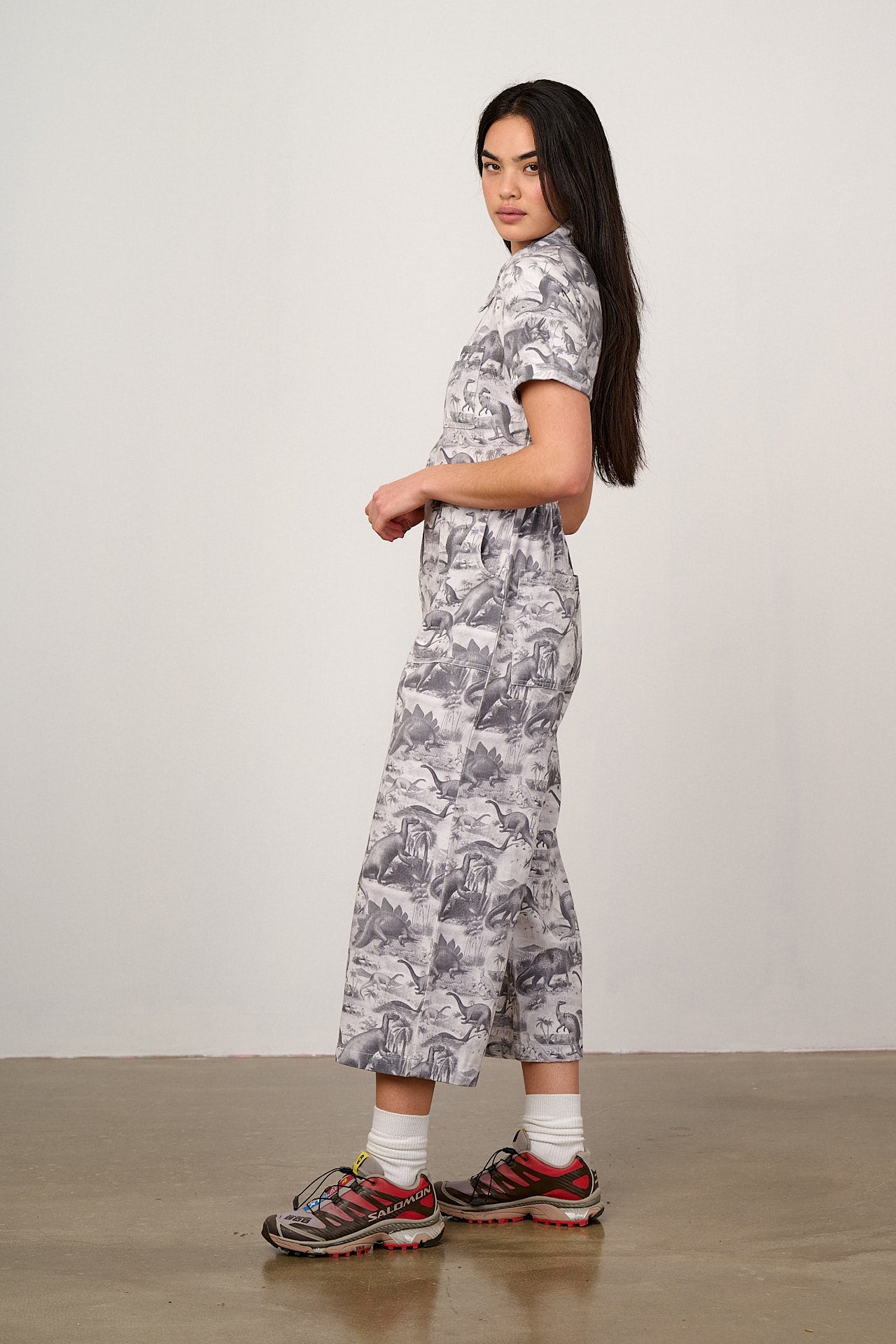 L.E. Ragan - Cotton Jumpsuit in Dinosaurs Natural History Museum & Yak