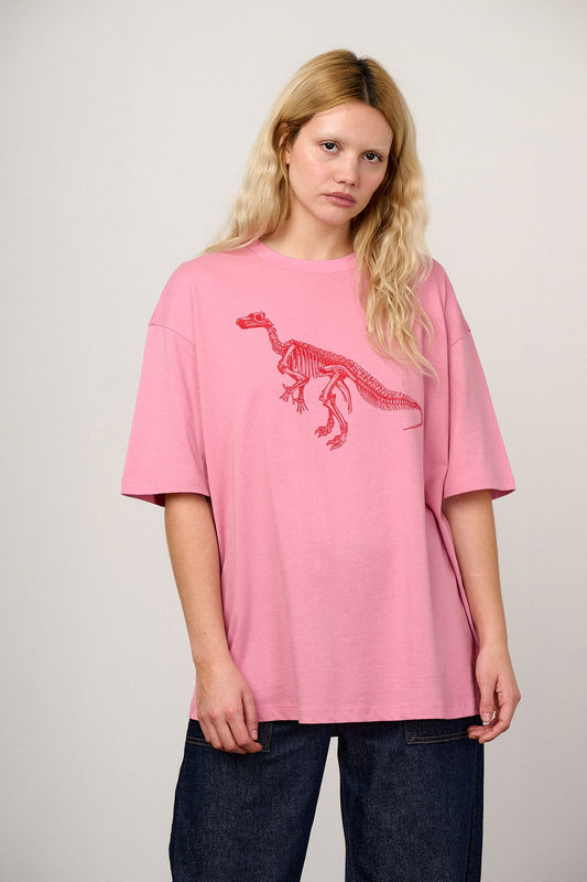L.E. Benny - Oversized Cotton T-Shirt in Dinosaur Natural History Museum & Yak