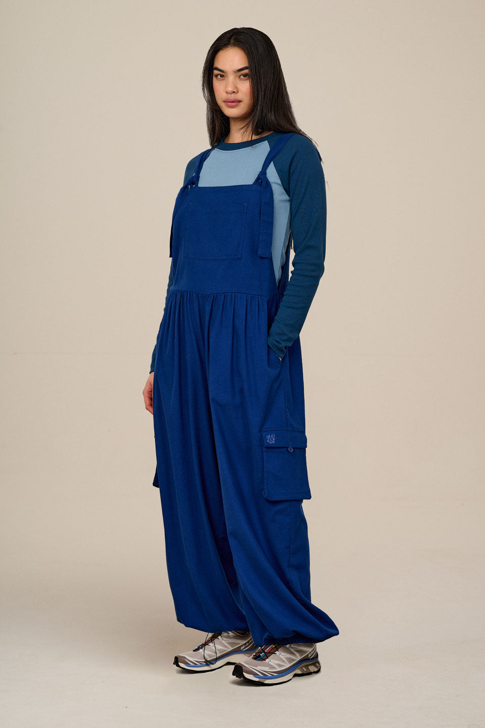 Miyada - Brushed Cotton Dungarees in Navy