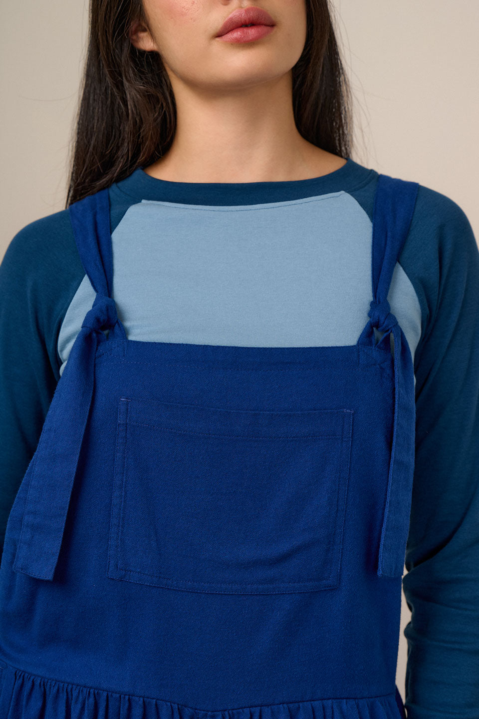 Miyada - Brushed Cotton Dungarees in Navy