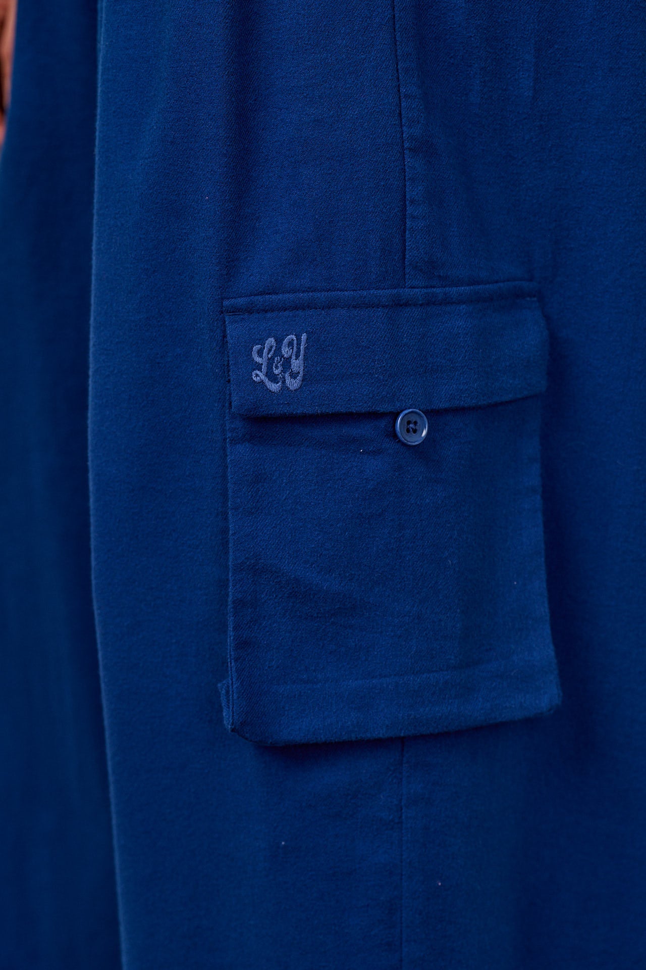 Miyada - Brushed Cotton Balloon Leg Dungarees in Navy