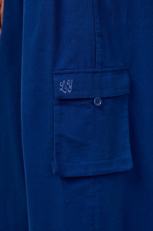 Miyada - Brushed Cotton Dungarees in Navy